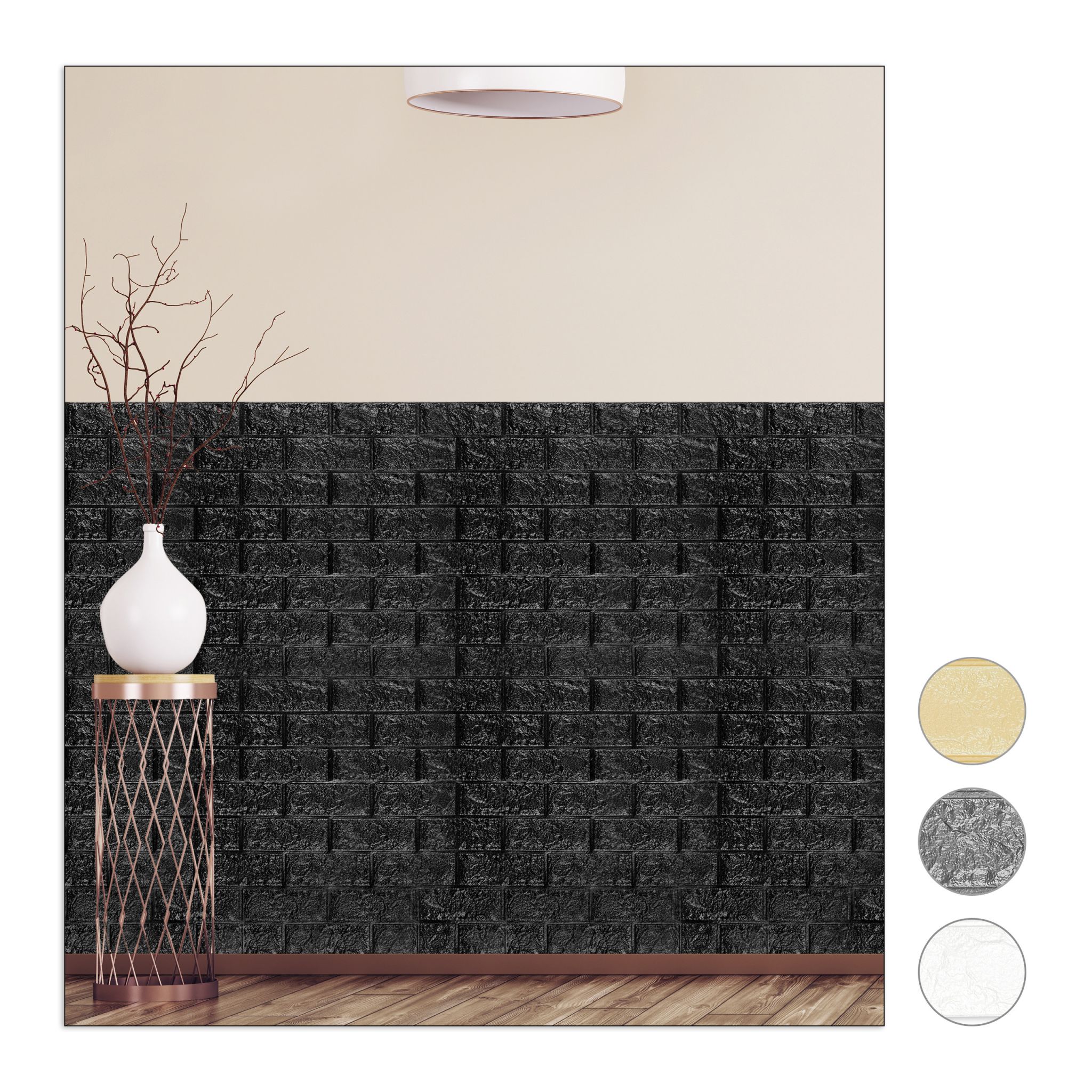 Wandpaneele selbstklebend 5er-Set Schwarz