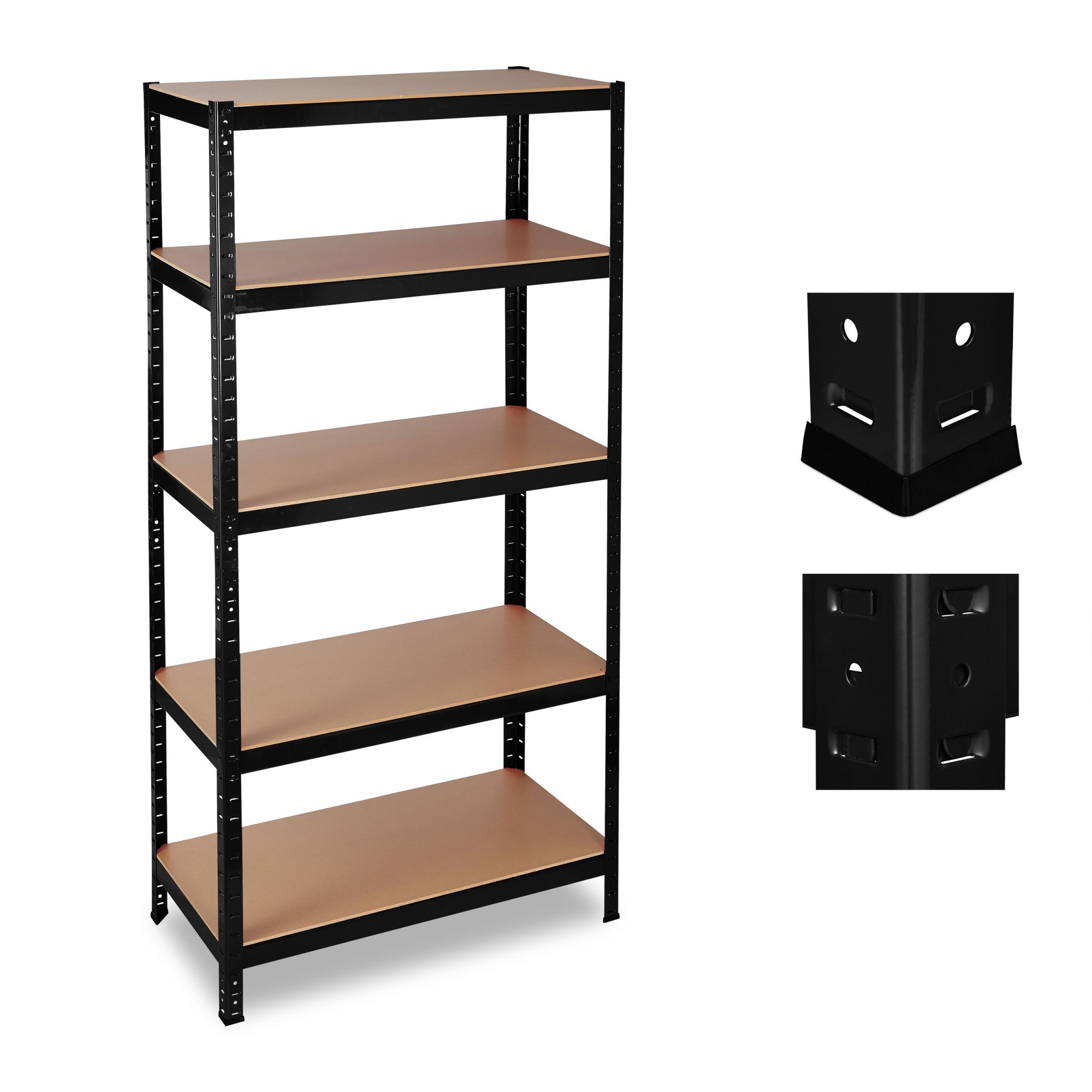 Schwerlastregal 180x90x60 in Schwarz Hellbraun-Schwarz