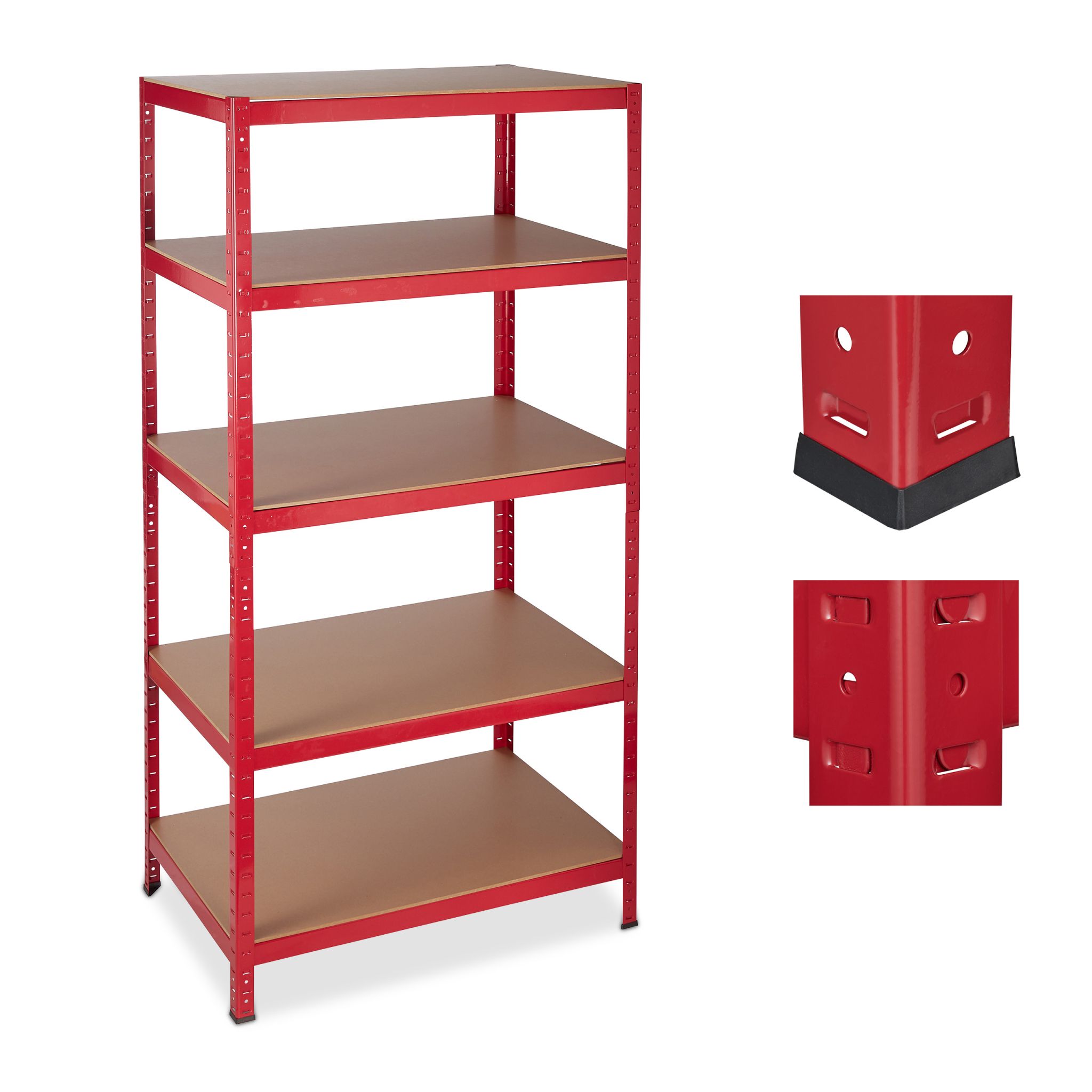 Schwerlastregal 180x90x60 in Rot Hellbraun-Rot