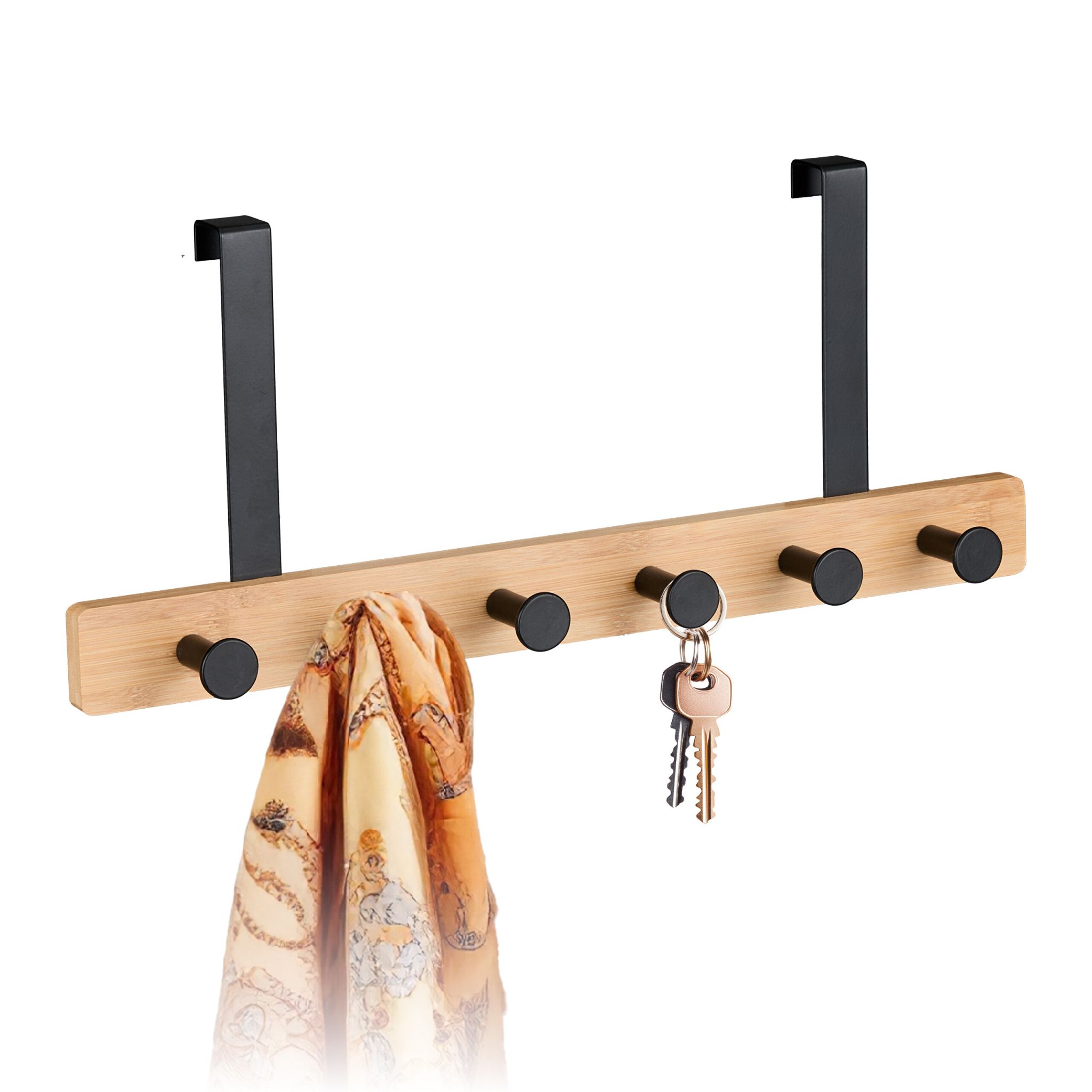 Türgarderobe mit 6 Haken Hellbraun-Schwarz
