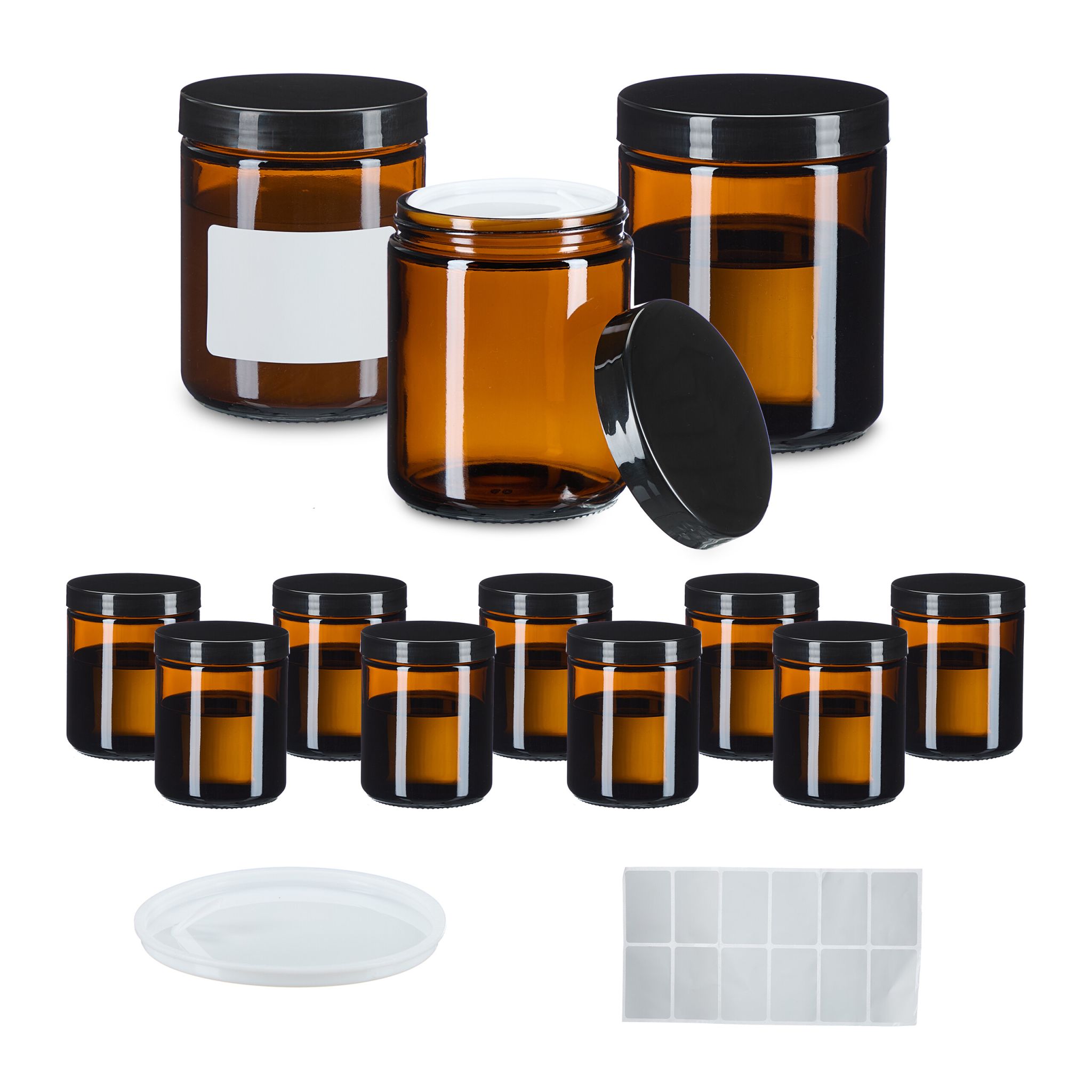 Salbentiegel Braunglas 12er-Set Braun-Schwarz