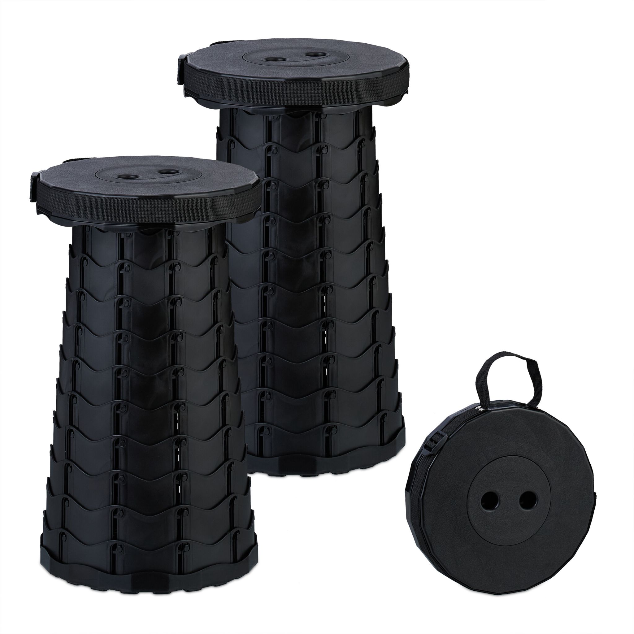 Teleskophocker Camping 2er-Set Schwarz