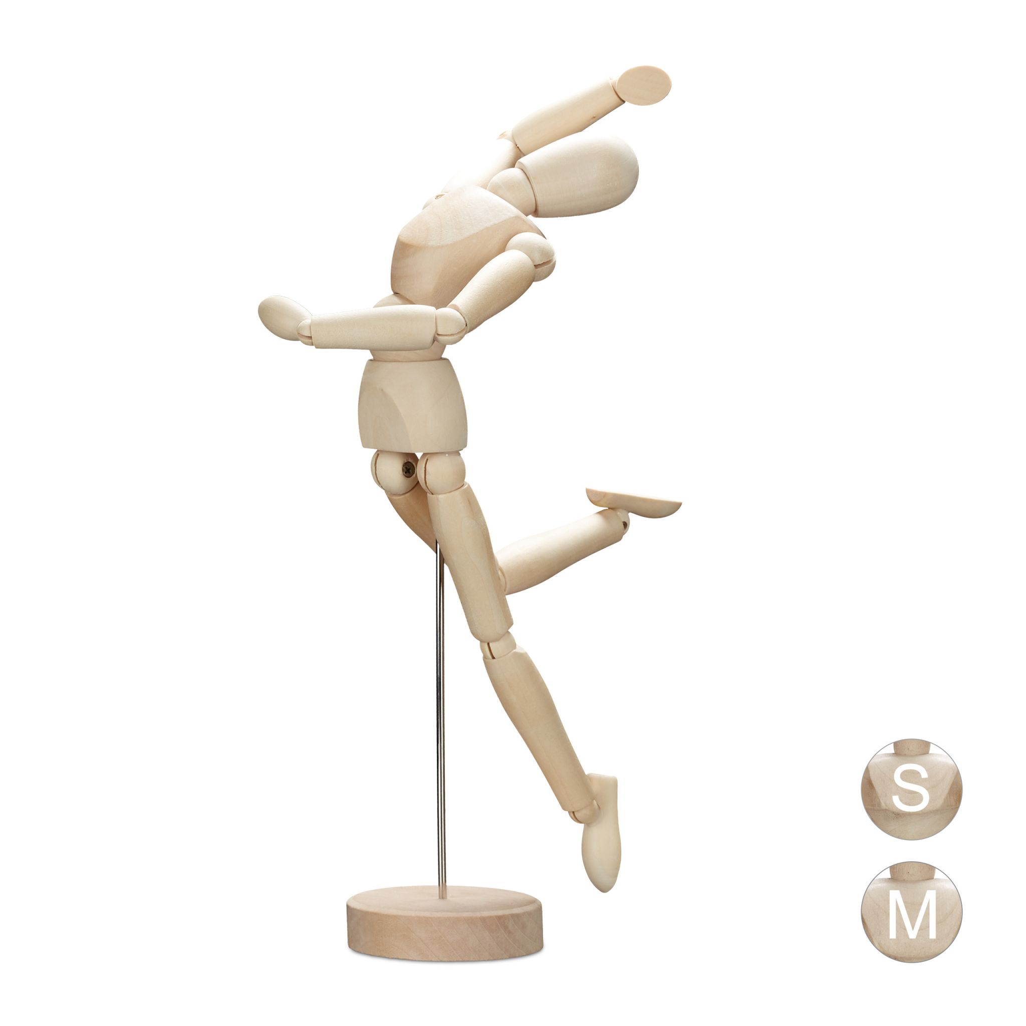 Holz Gliederpuppe Creme-Silber