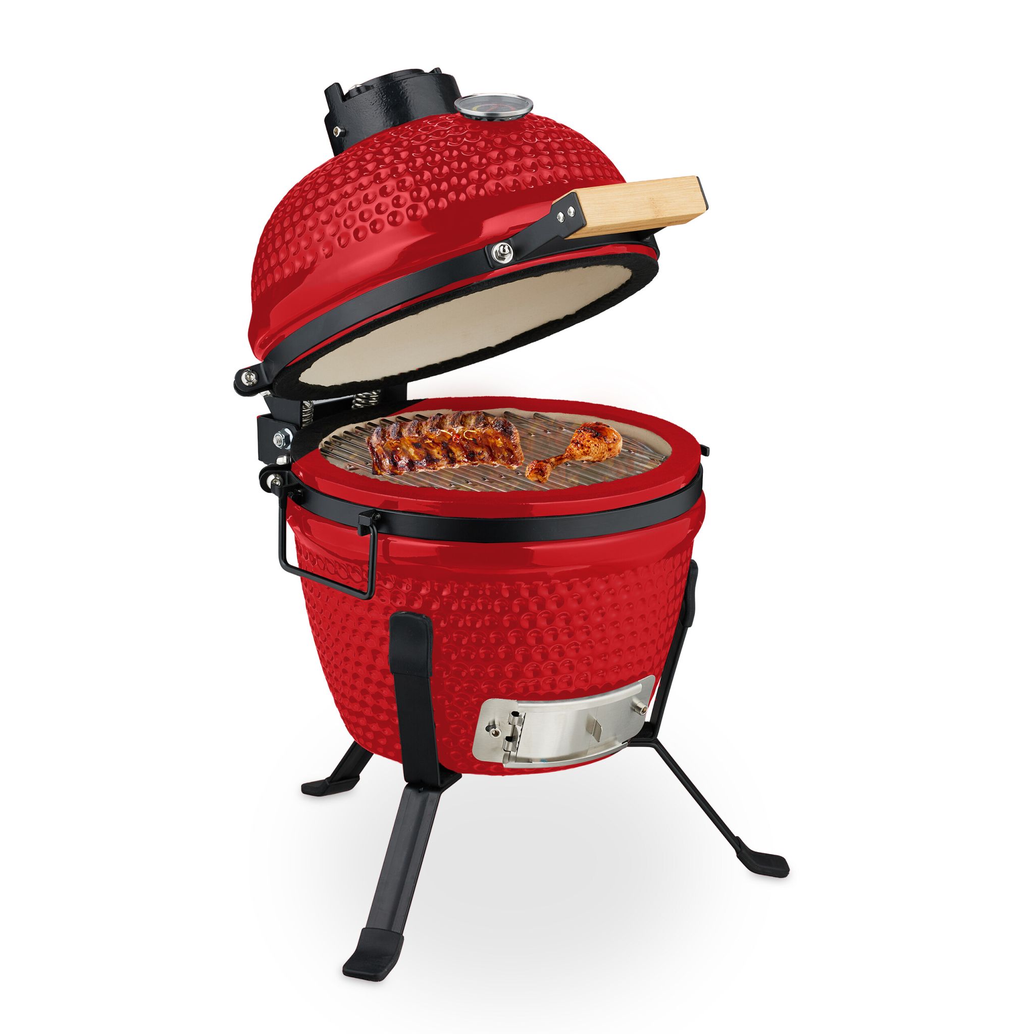 Kamado Grill Keramik Rot-Schwarz