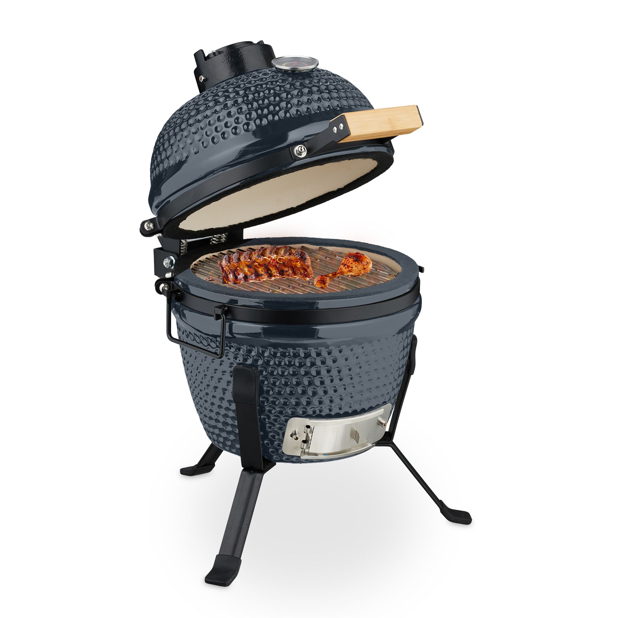 Kamado Grill Keramik Schwarz-Grau