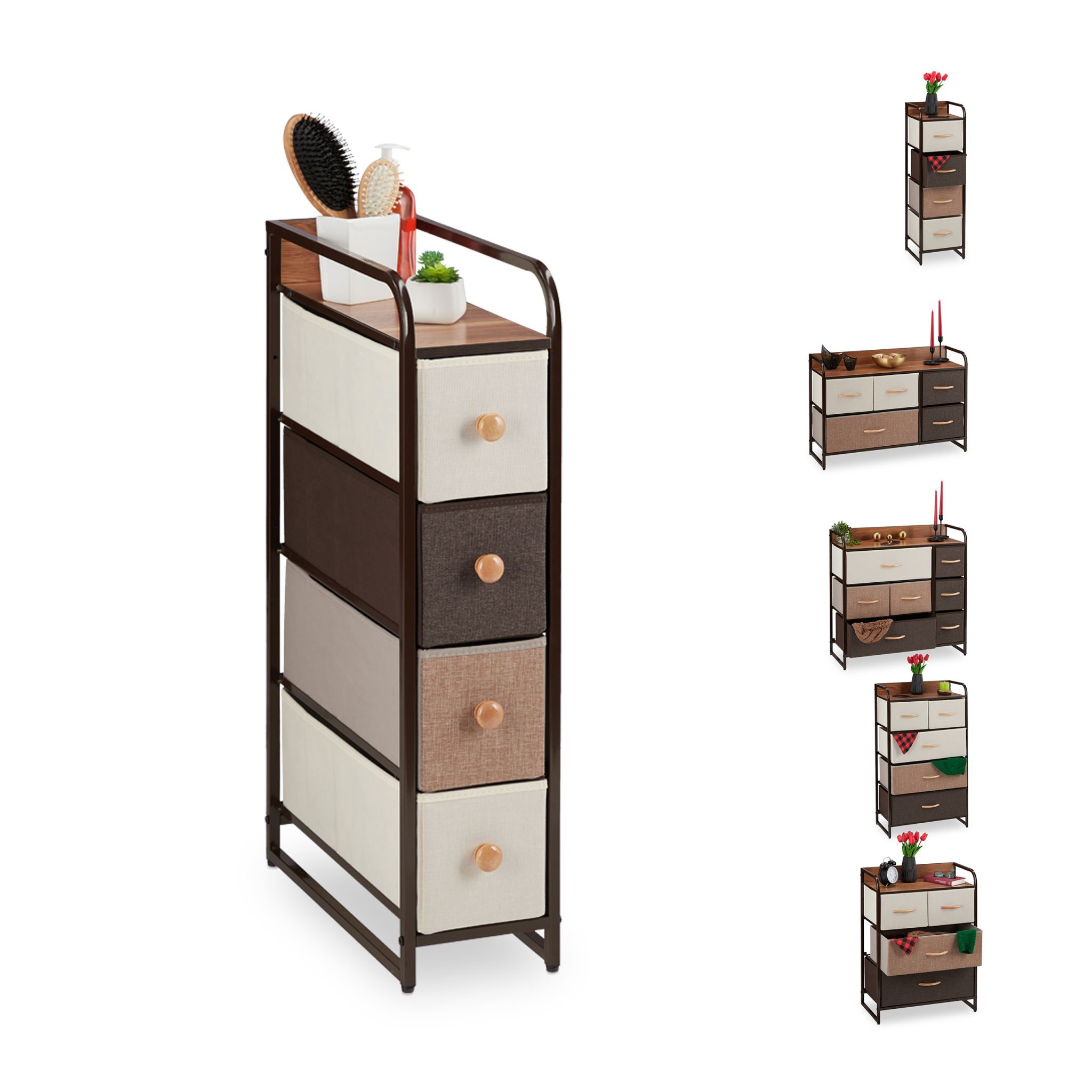 Schubladenschrank vers. Designs Beige-Braun-Hellbraun