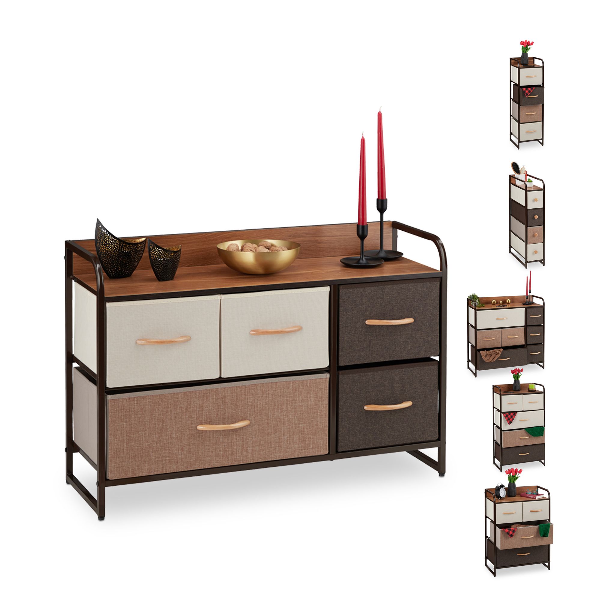 Schubladenschrank vers. Designs Beige-Braun-Hellbraun