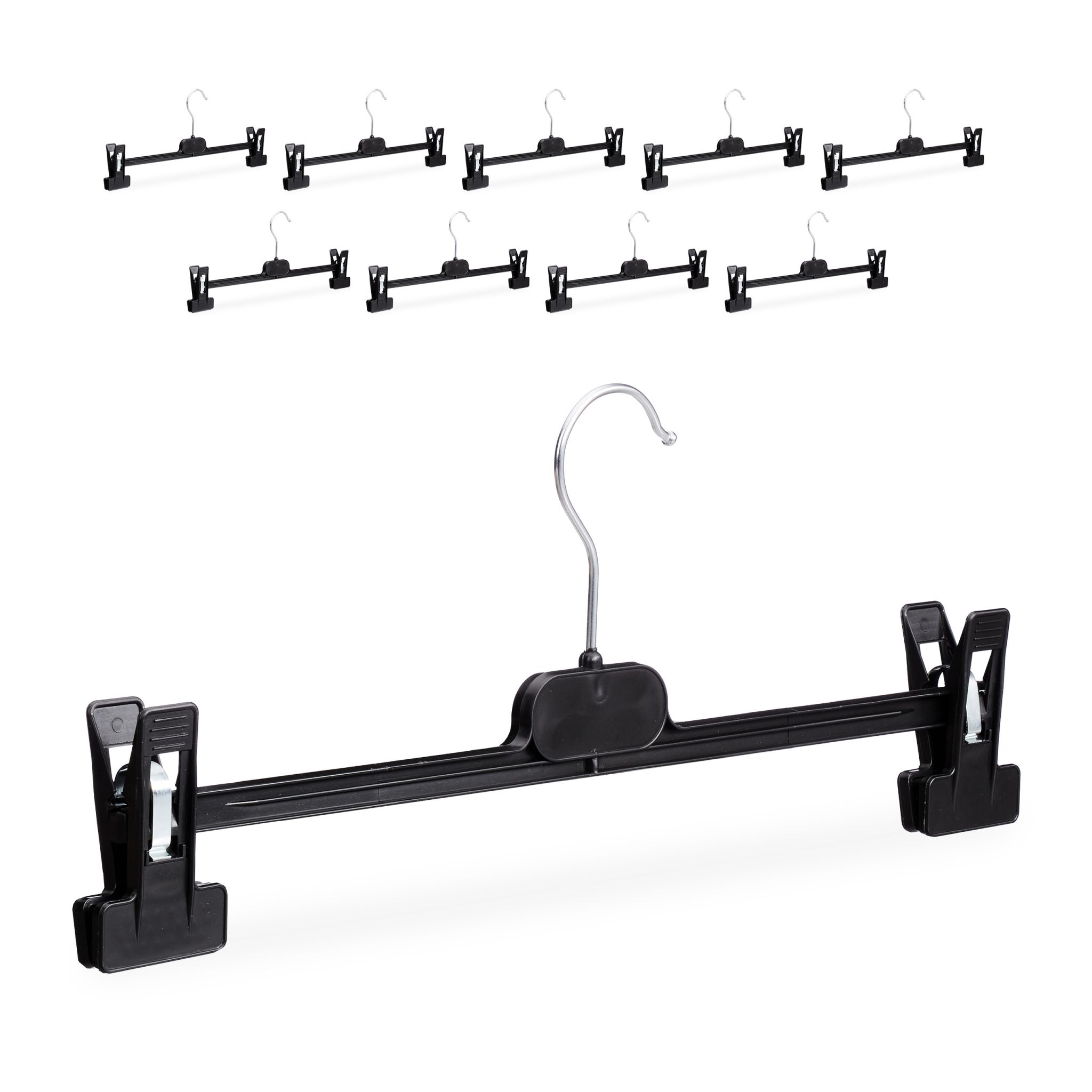 Hosenbügel Kunststoff mit Clips 10er-Set Schwarz-Silber