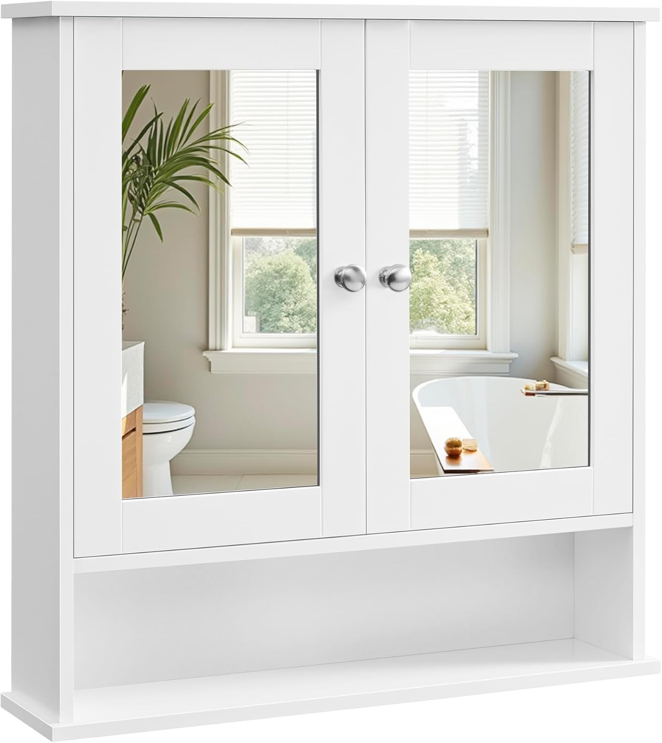 Spiegelschrank mit Spiegeltüren und Ablage Weiss