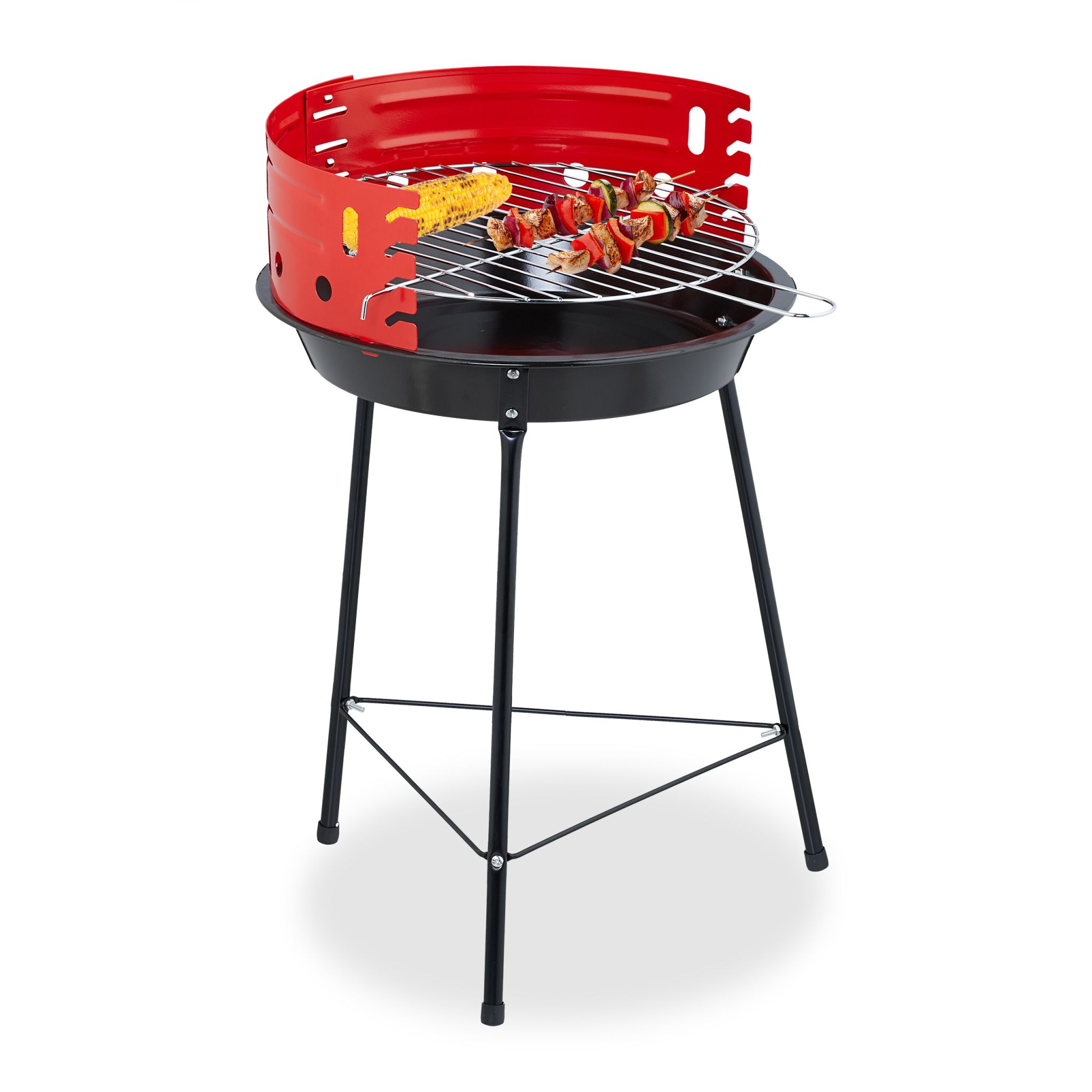 Holzkohlegrill Ø 37cm Dreibein Rot-Schwarz