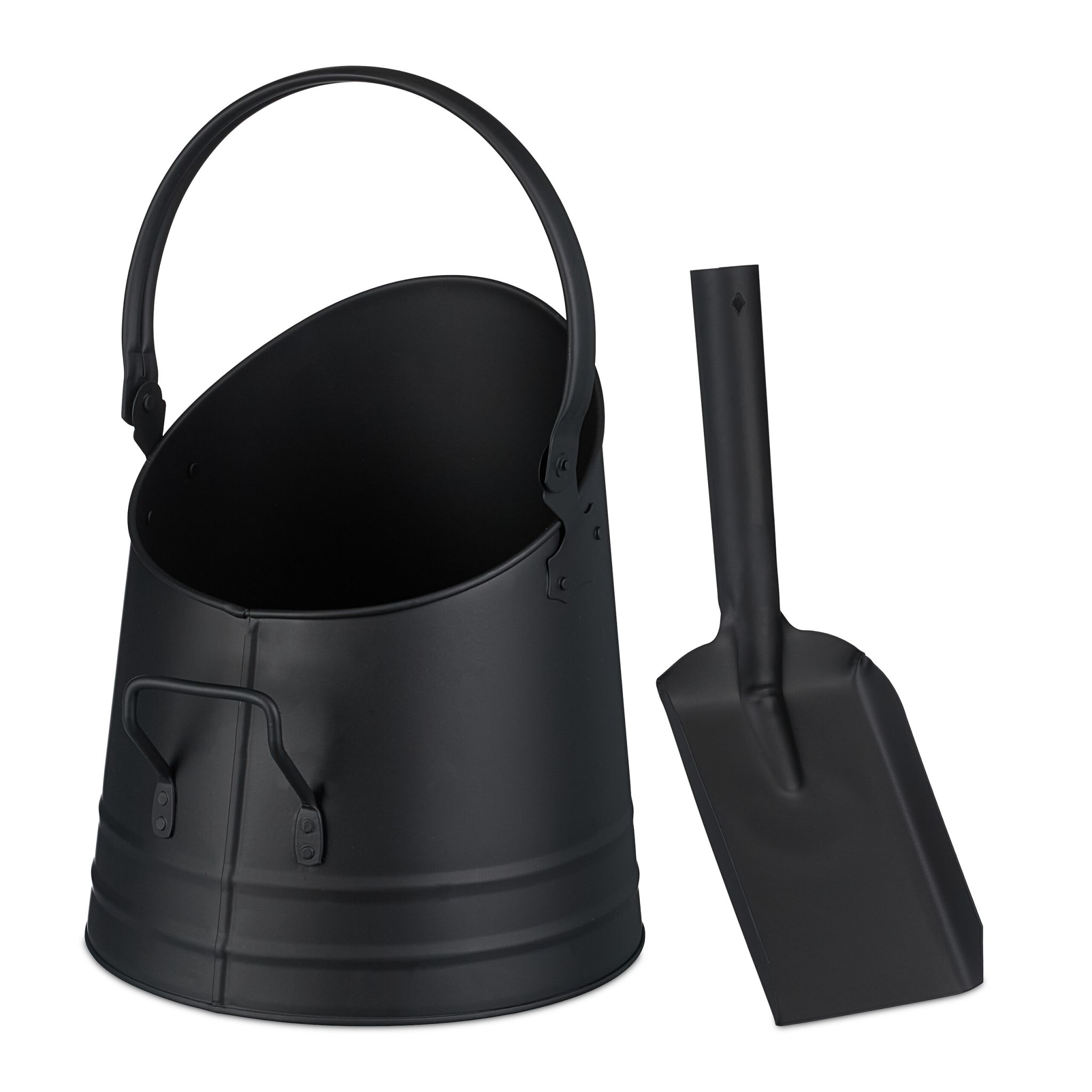 Kohleneimer mit Schaufel 6,5L Schwarz