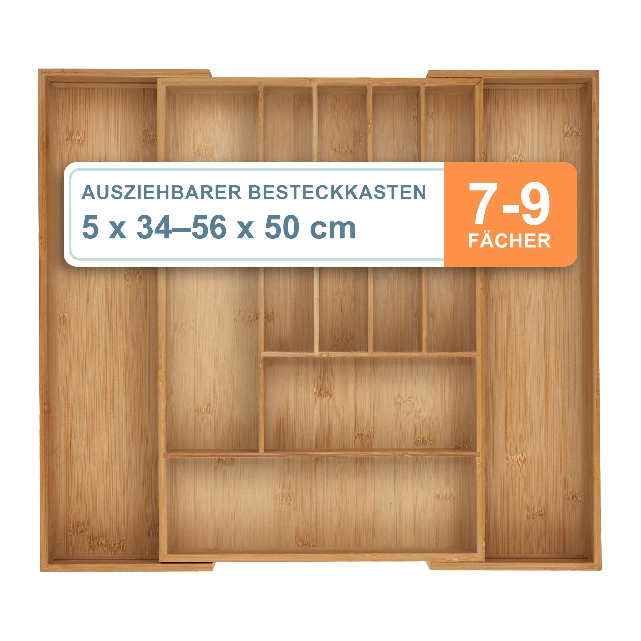 Ausziehbarer Besteckkasten Bambus Hellbraun