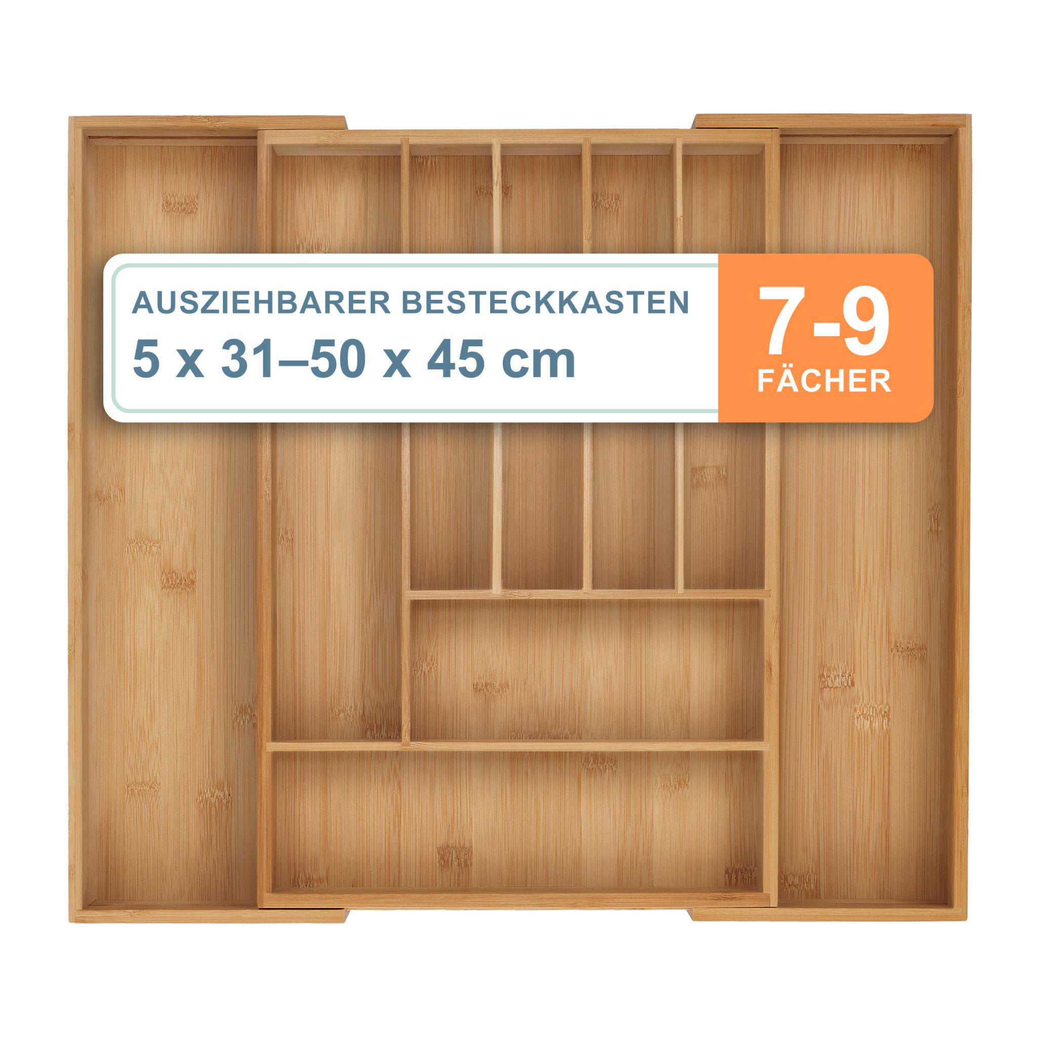 Ausziehbarer Besteckkasten Bambus Hellbraun