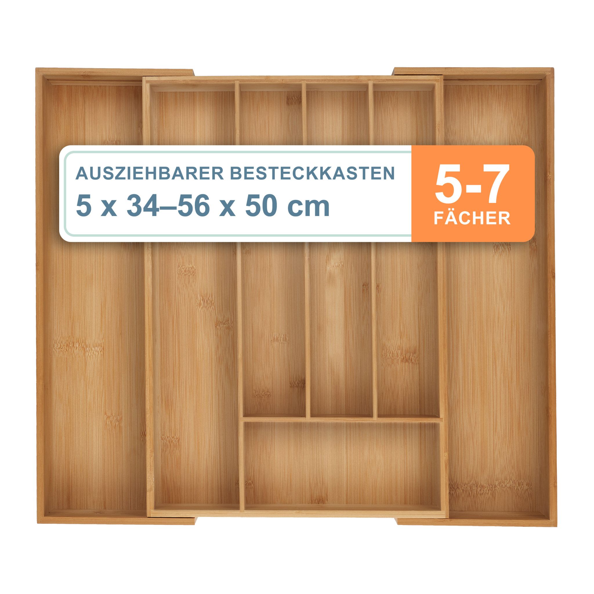 Ausziehbarer Besteckkasten Bambus Hellbraun