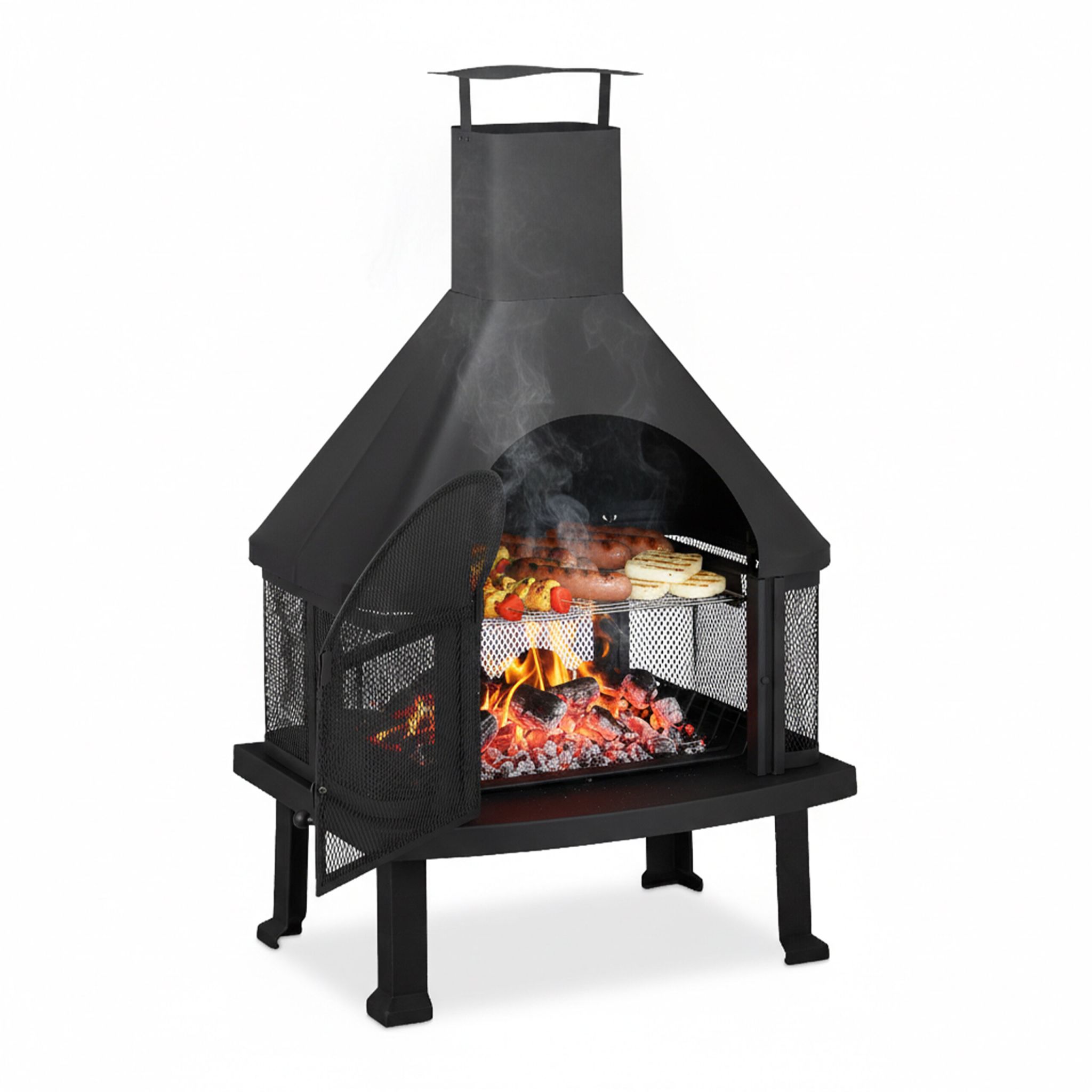 Terrassenofen mit Grill Schwarz