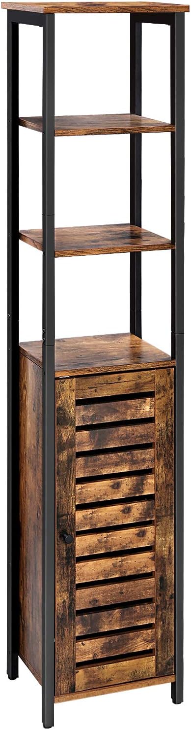 Hochschrank Schmal Offene Versteckte Ablagen Vintagebraun