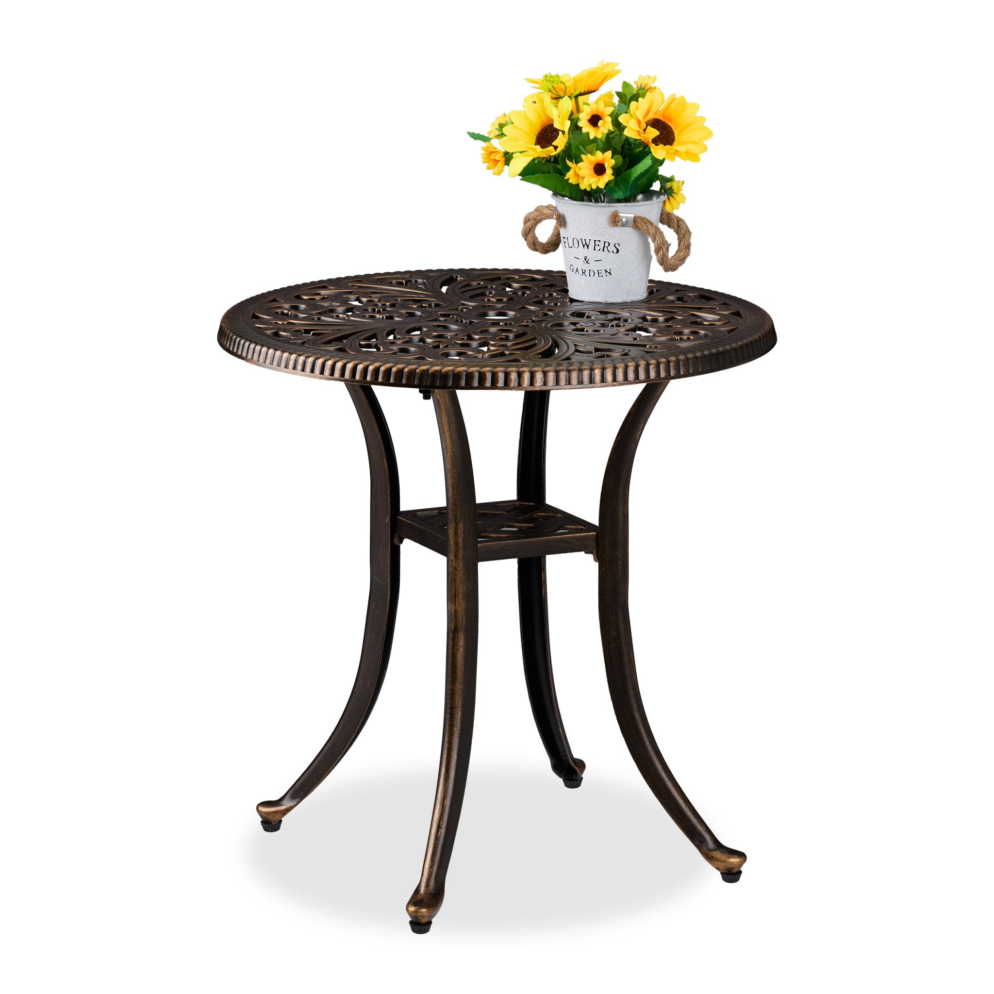 Runder Gartentisch Vintage Gold-Schwarz