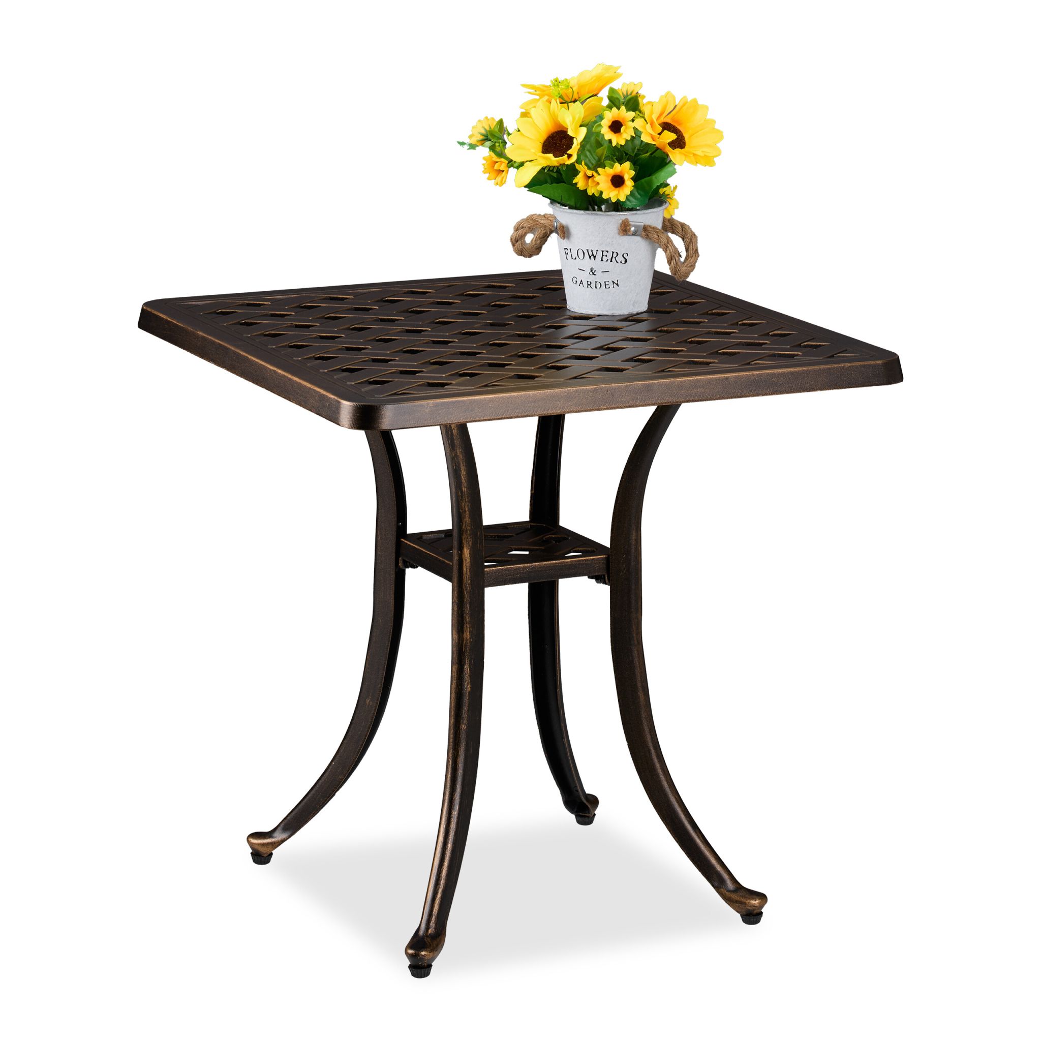 Antiker Gartentisch Aluminium Gold-Schwarz