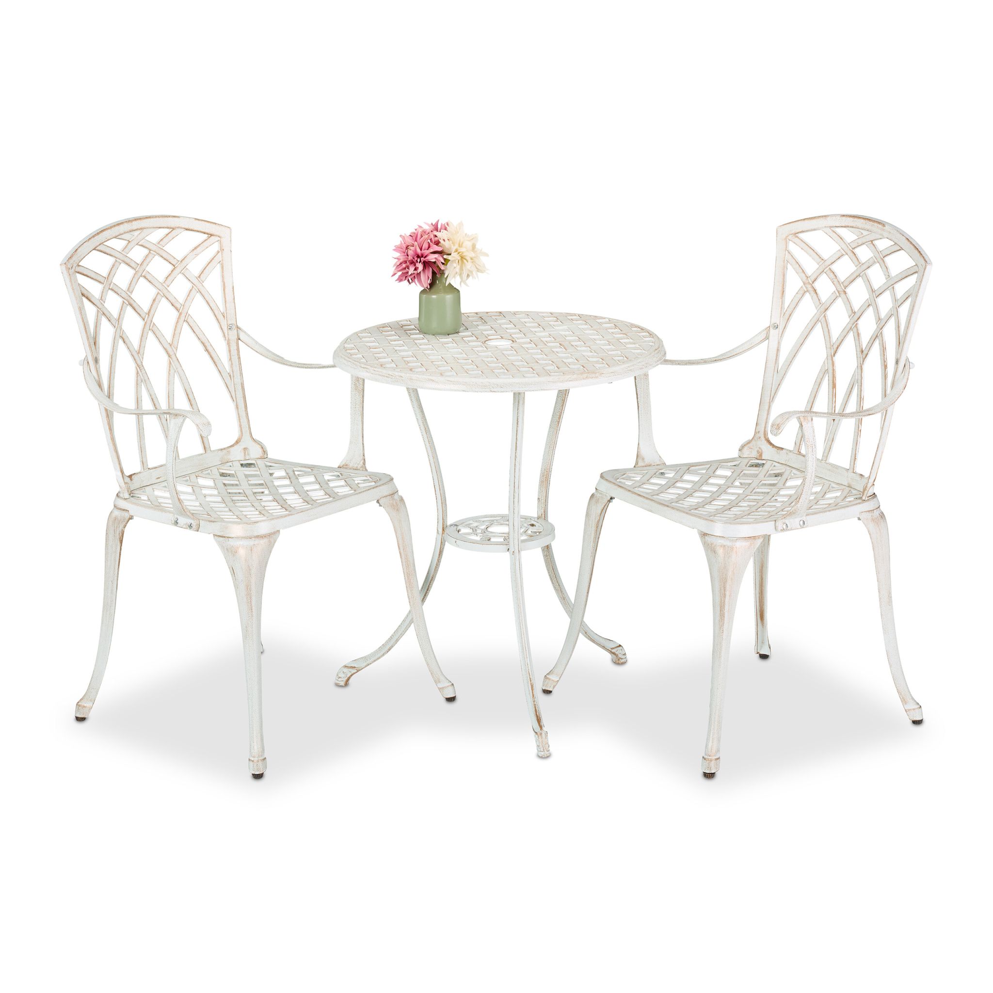 Gartenmöbel 3er-Set Weiss-Kupfer