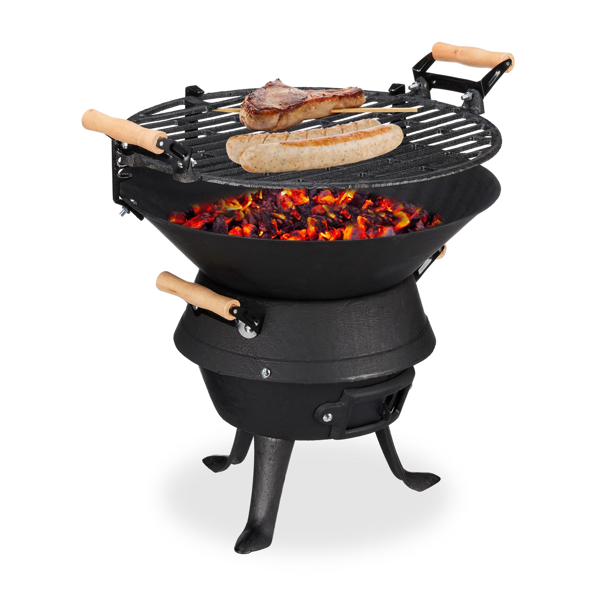 Grillfass Gusseisen Hellbraun-Schwarz