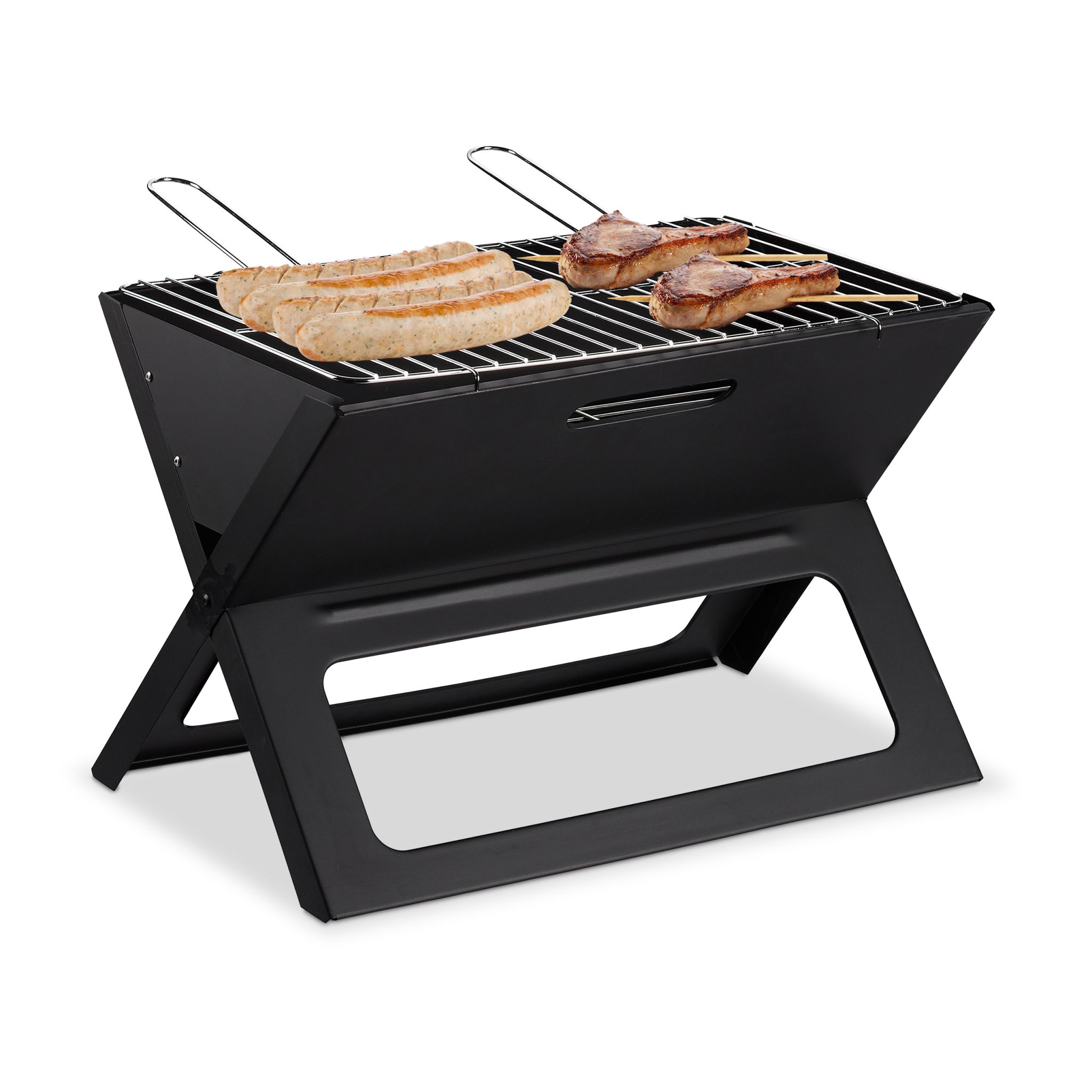 Klappgrill Schwarz-Silber