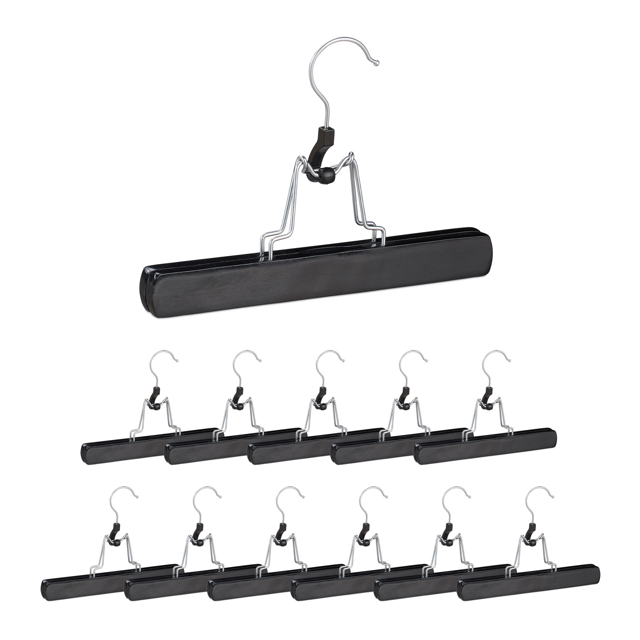 Hosenspanner 12er-Set Schwarz-Silber
