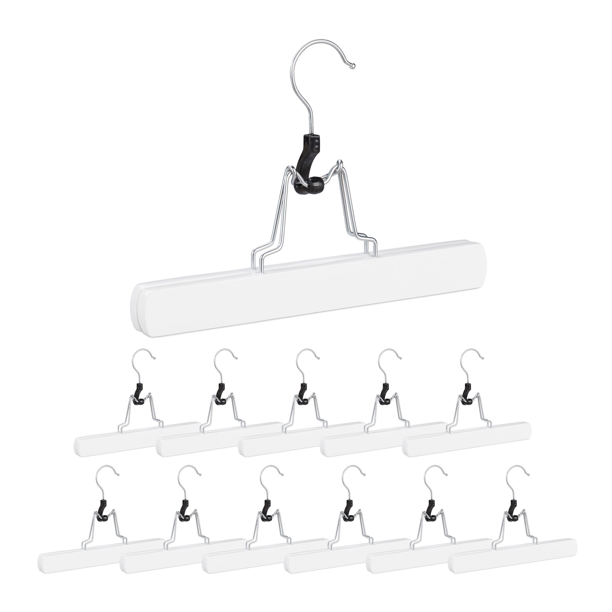 Hosenspanner 12er-Set Weiss-Silber