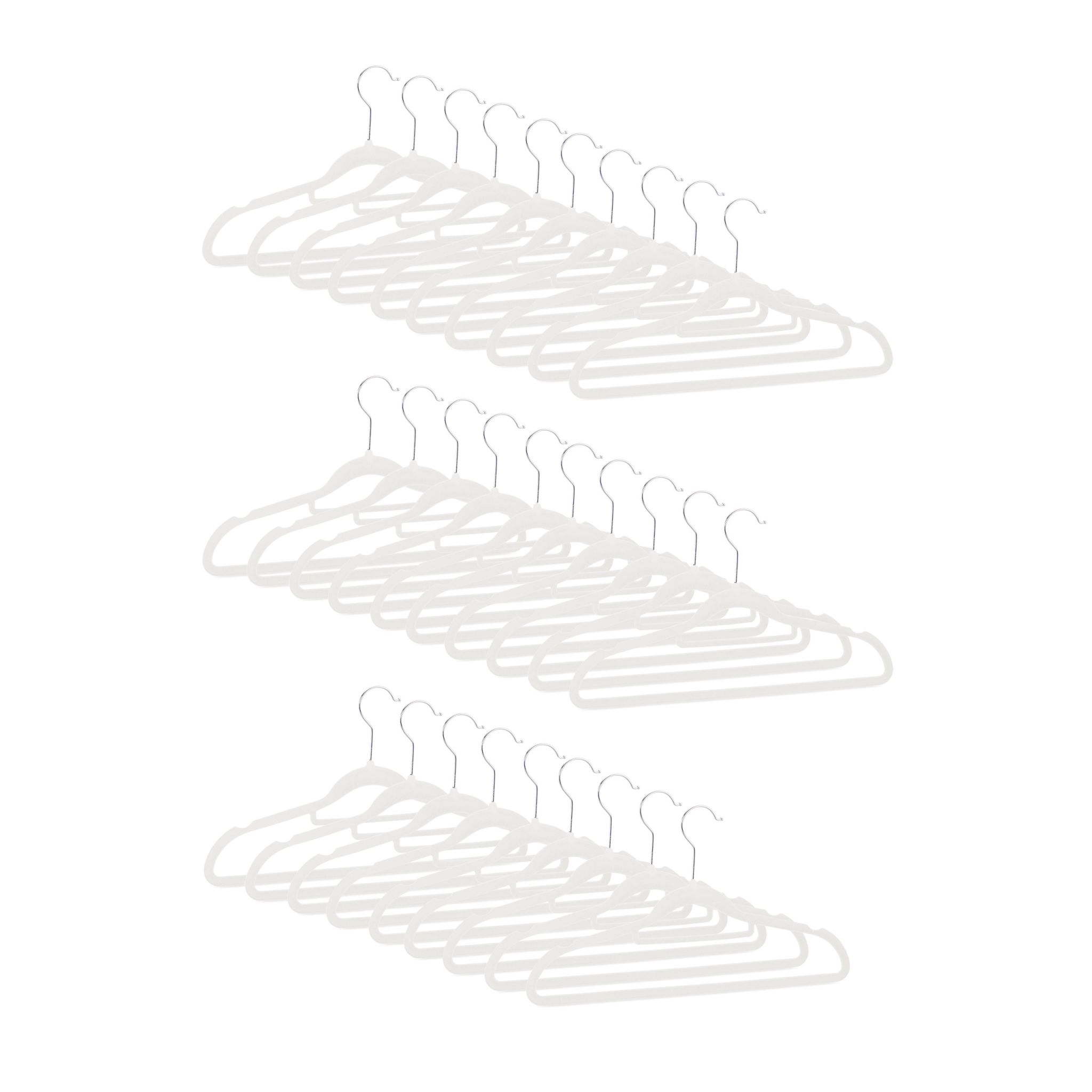 Kleiderbügel Samt 30er-Set Weiss-Silber