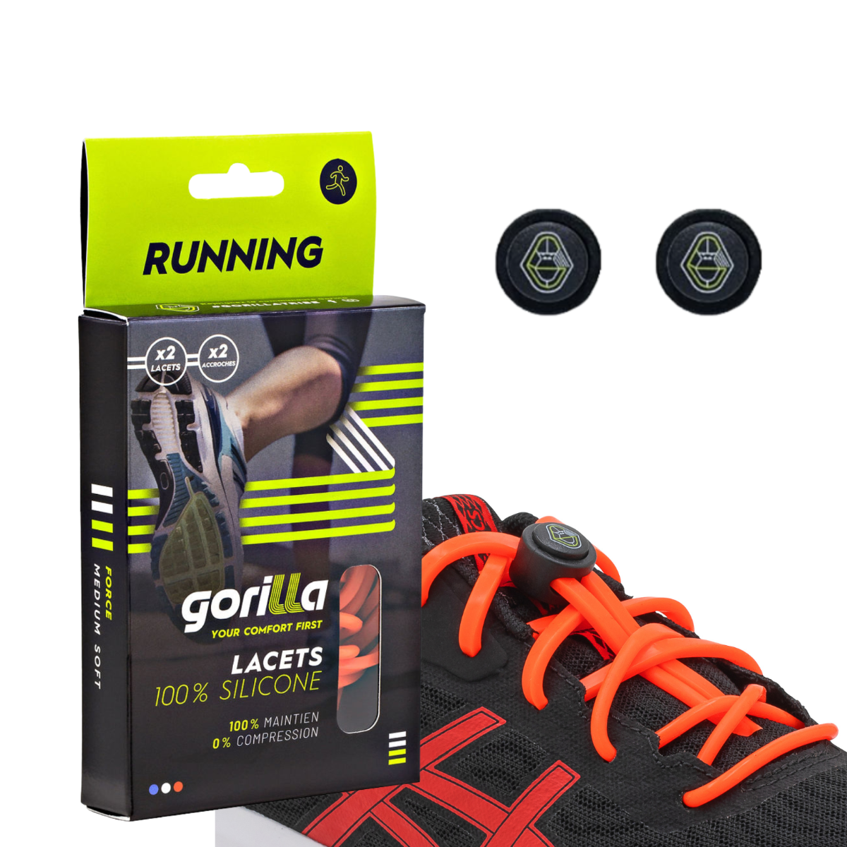 Elastische Schnürsenkel Flexibel Ohne Binden Silikon Running & Joggen Neonrot