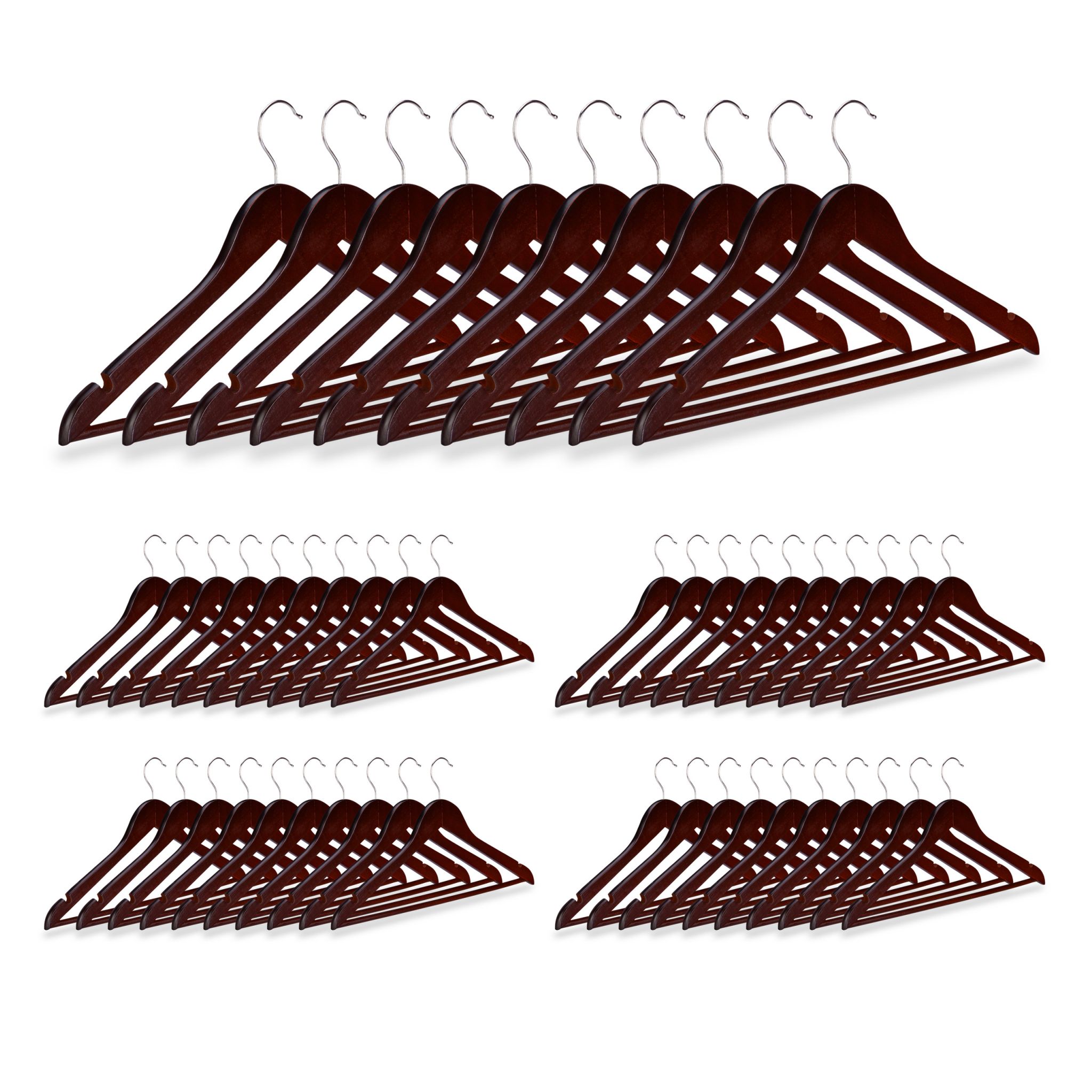 Kleiderbügel Holz 50er-Set Braun-Silber