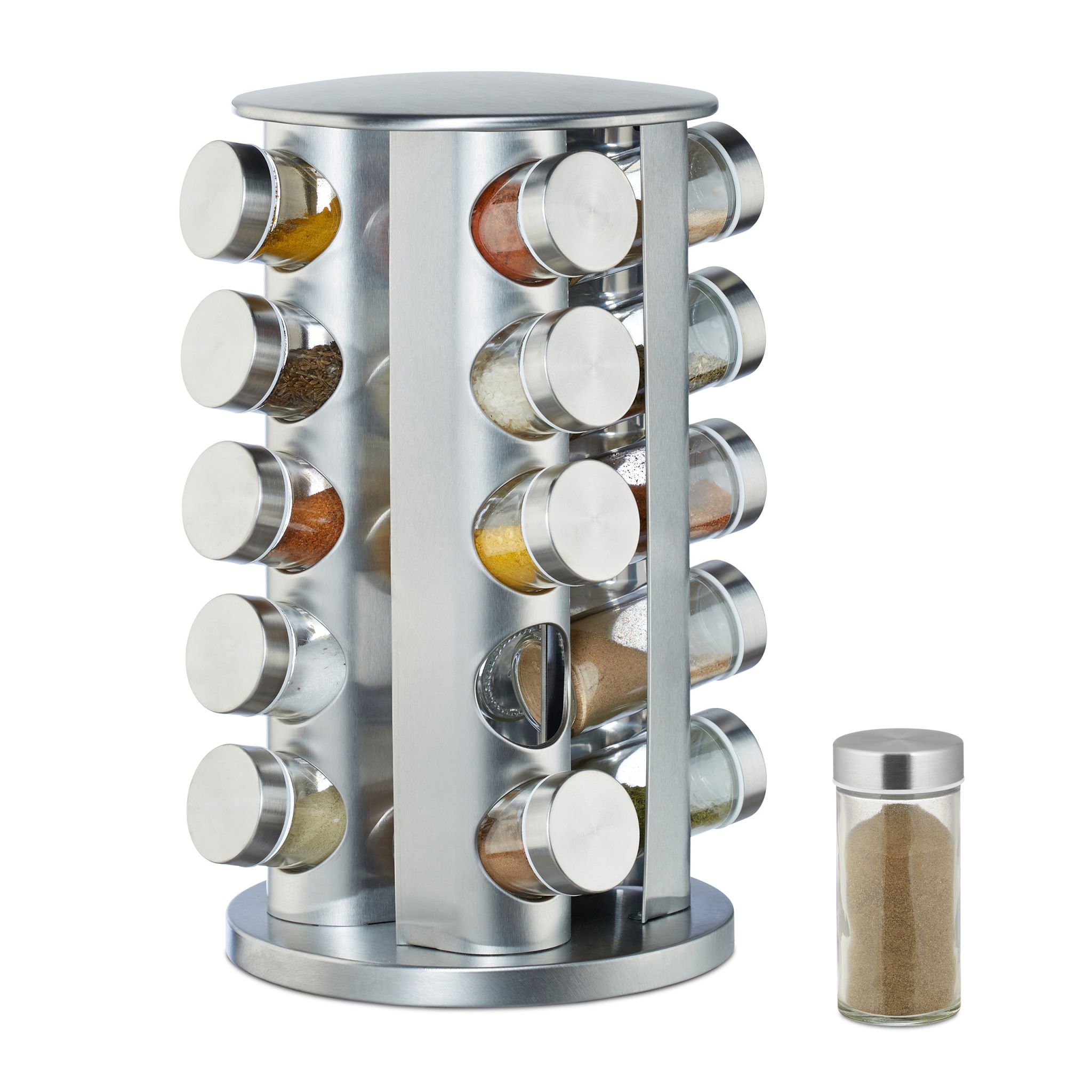 Gewürzkarussell mit 20 Gläsern Silber-Transparent