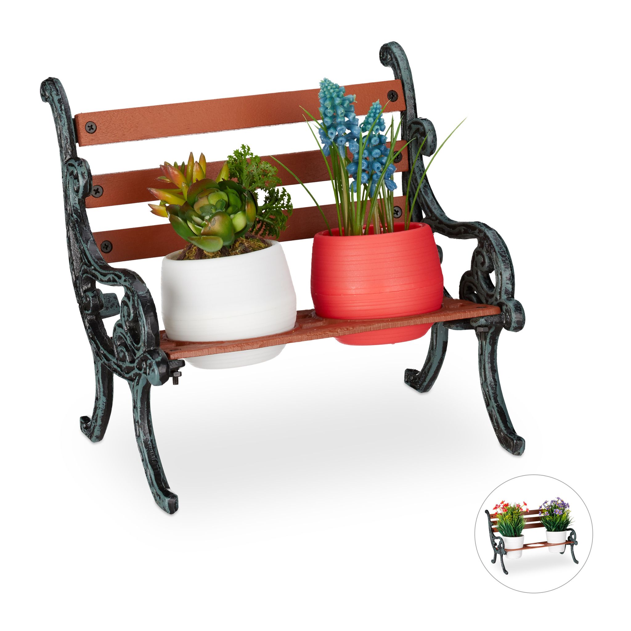 Mini Blumenbank Braun-Grau