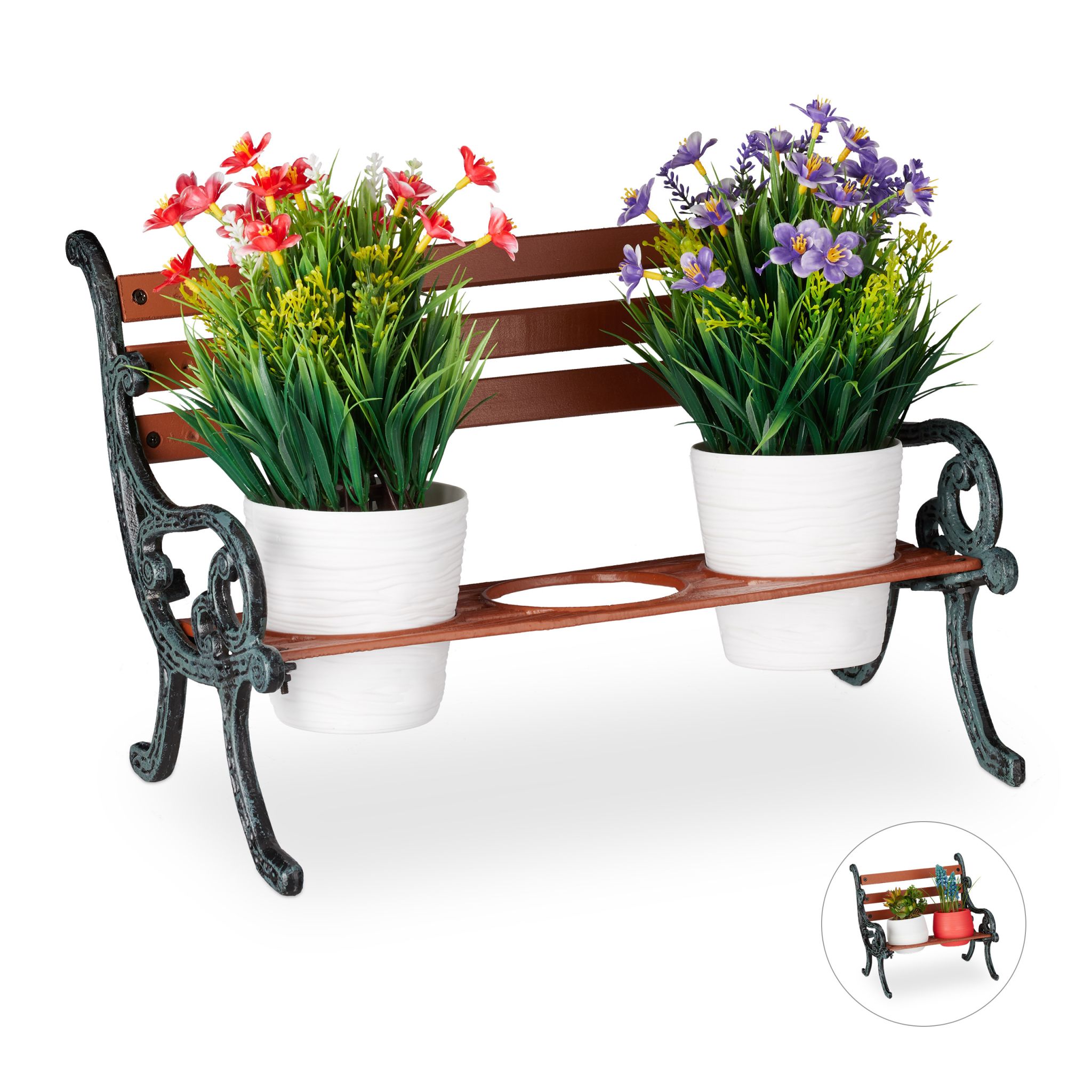 Mini Blumenbank Braun-Grau