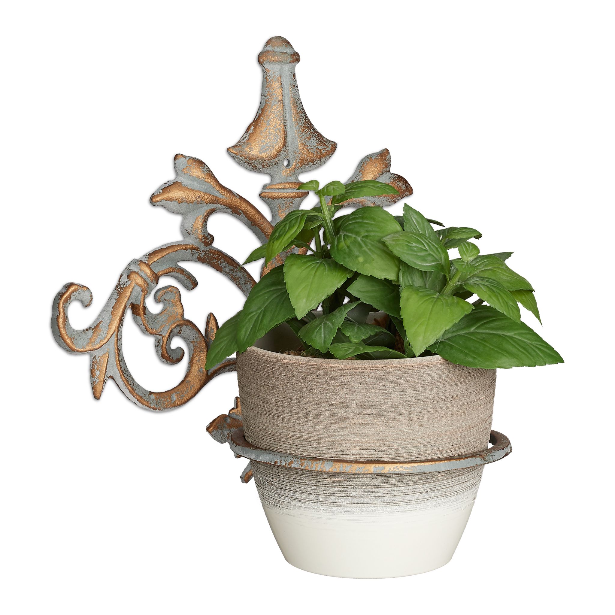 Wandblumenhalter Barock Gold-Grau