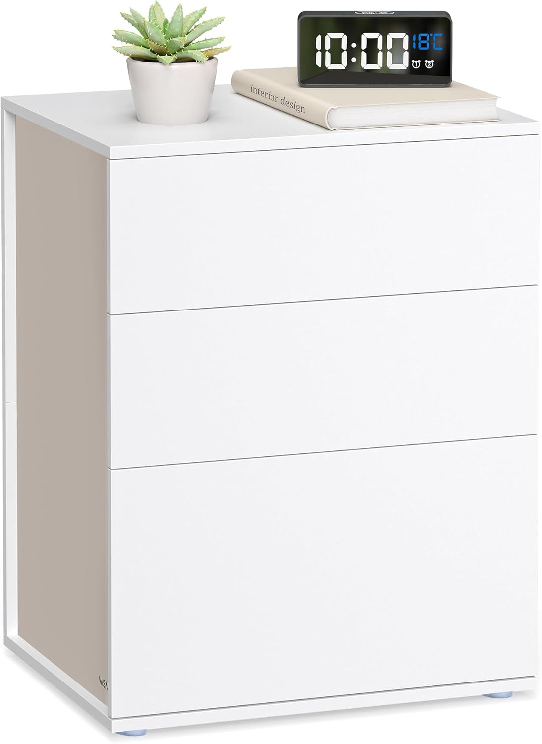 Nachttisch Beistelltisch 3 Schubladen Mattweiss