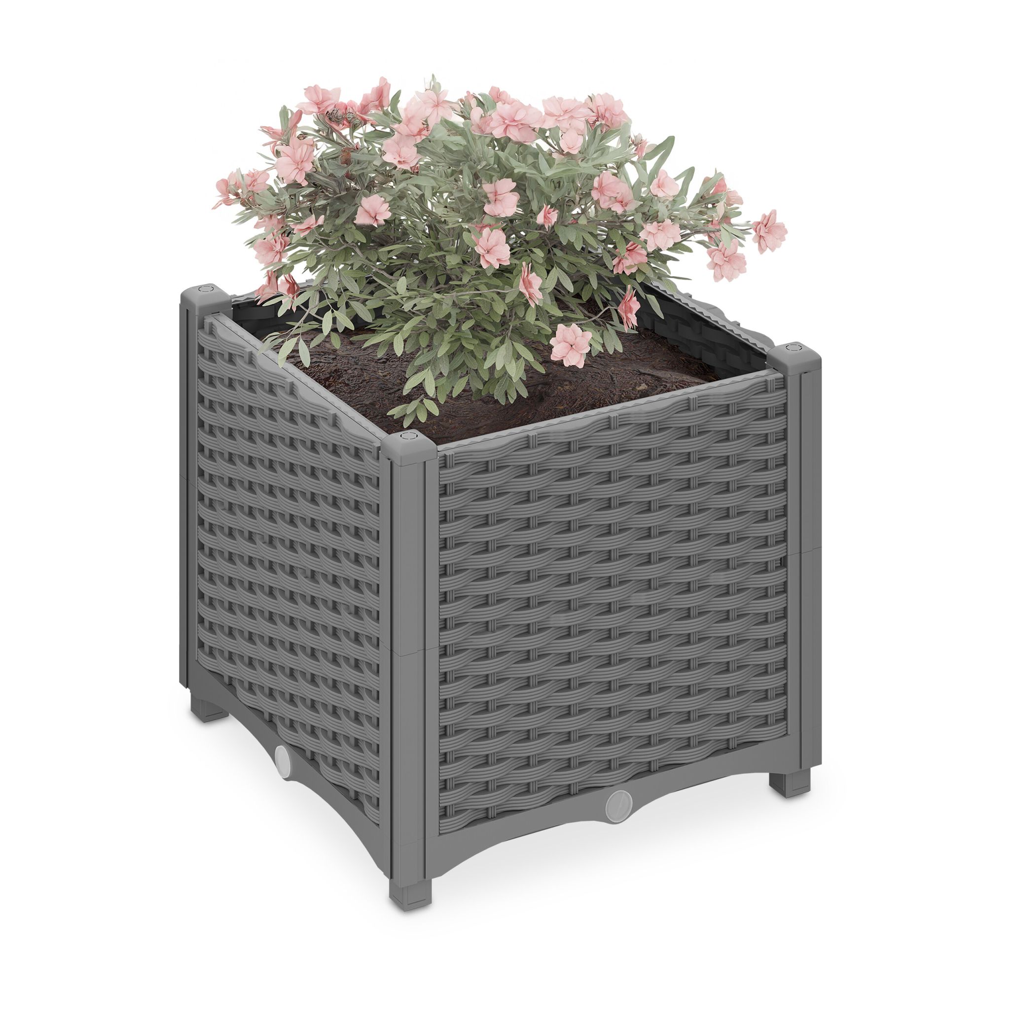 Pflanzkübel in Rattan-Optik Grau