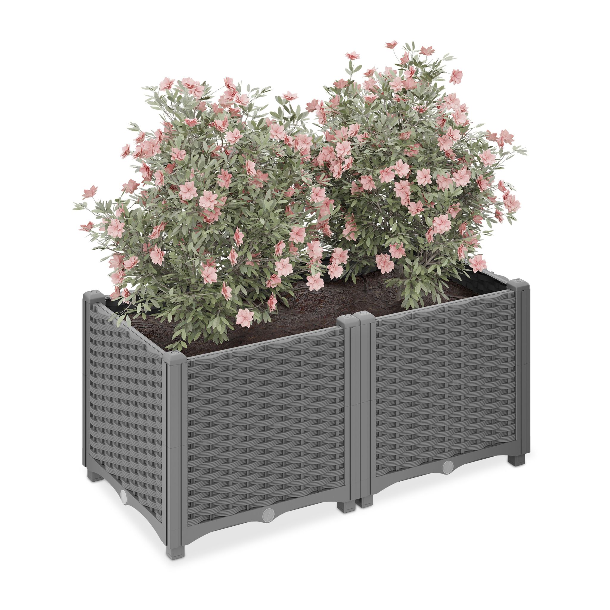 Pflanzkübel in Rattan-Optik Grau