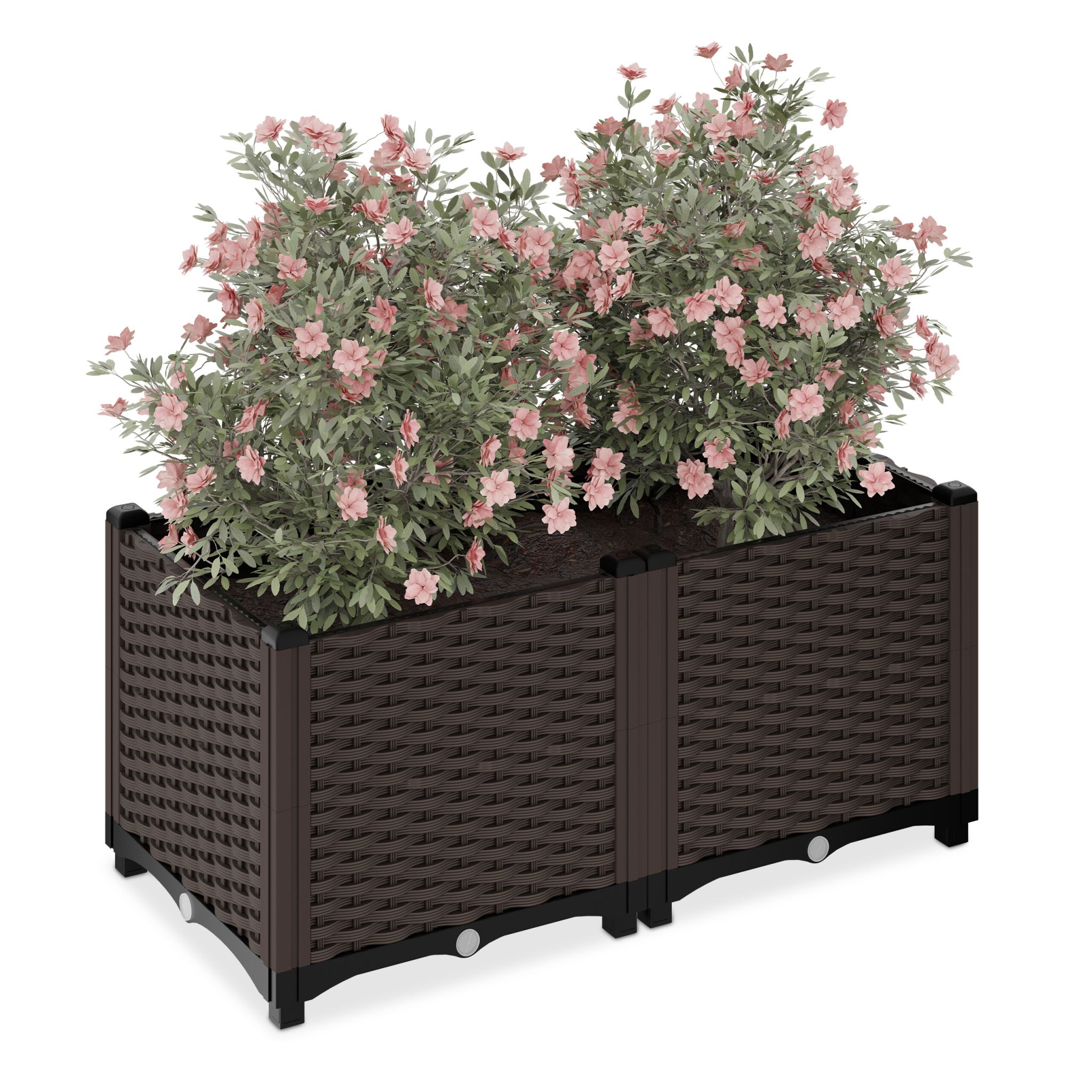 Pflanzkübel in Rattan-Optik Braun-Schwarz