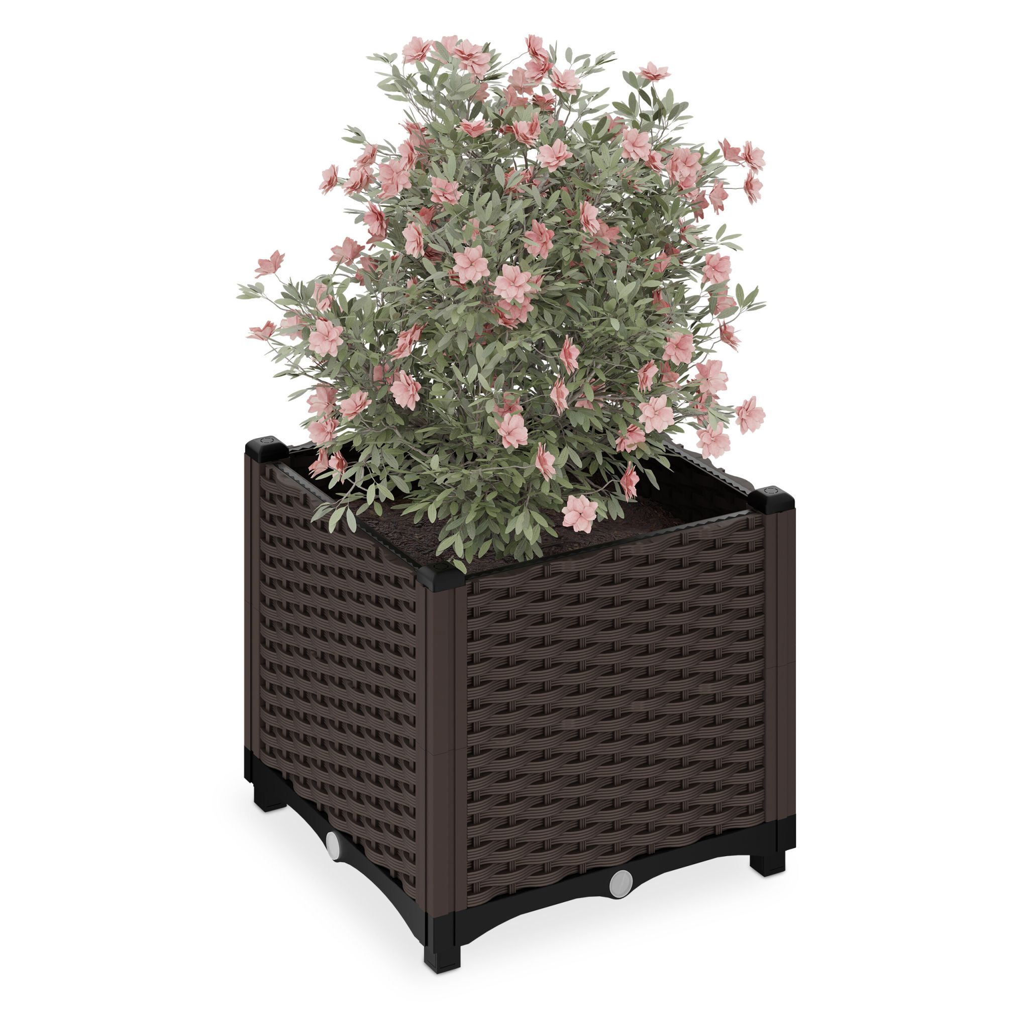 Pflanzkübel in Rattan-Optik Braun-Schwarz