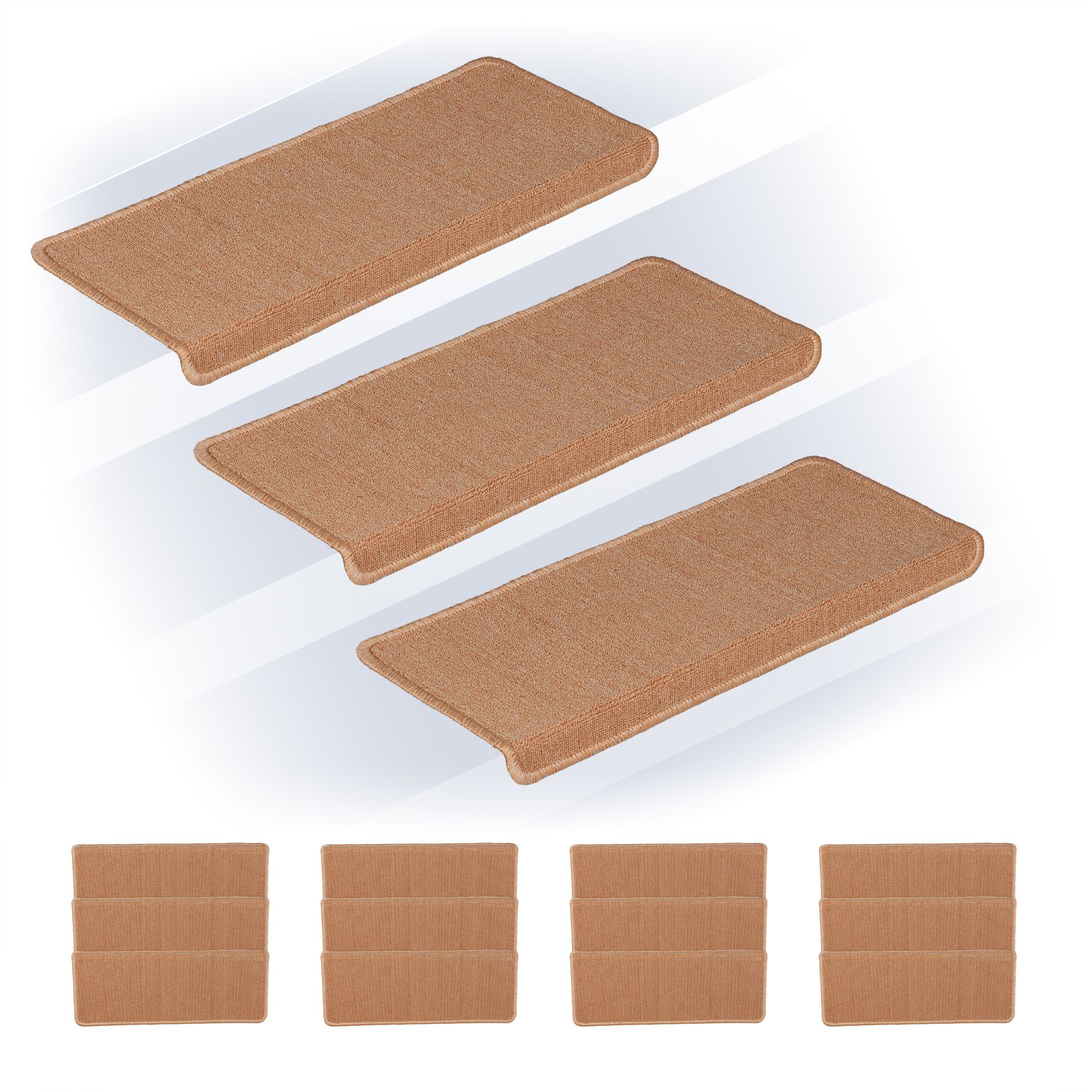 Rechteckige Stufenmatten 15er-Set Beige