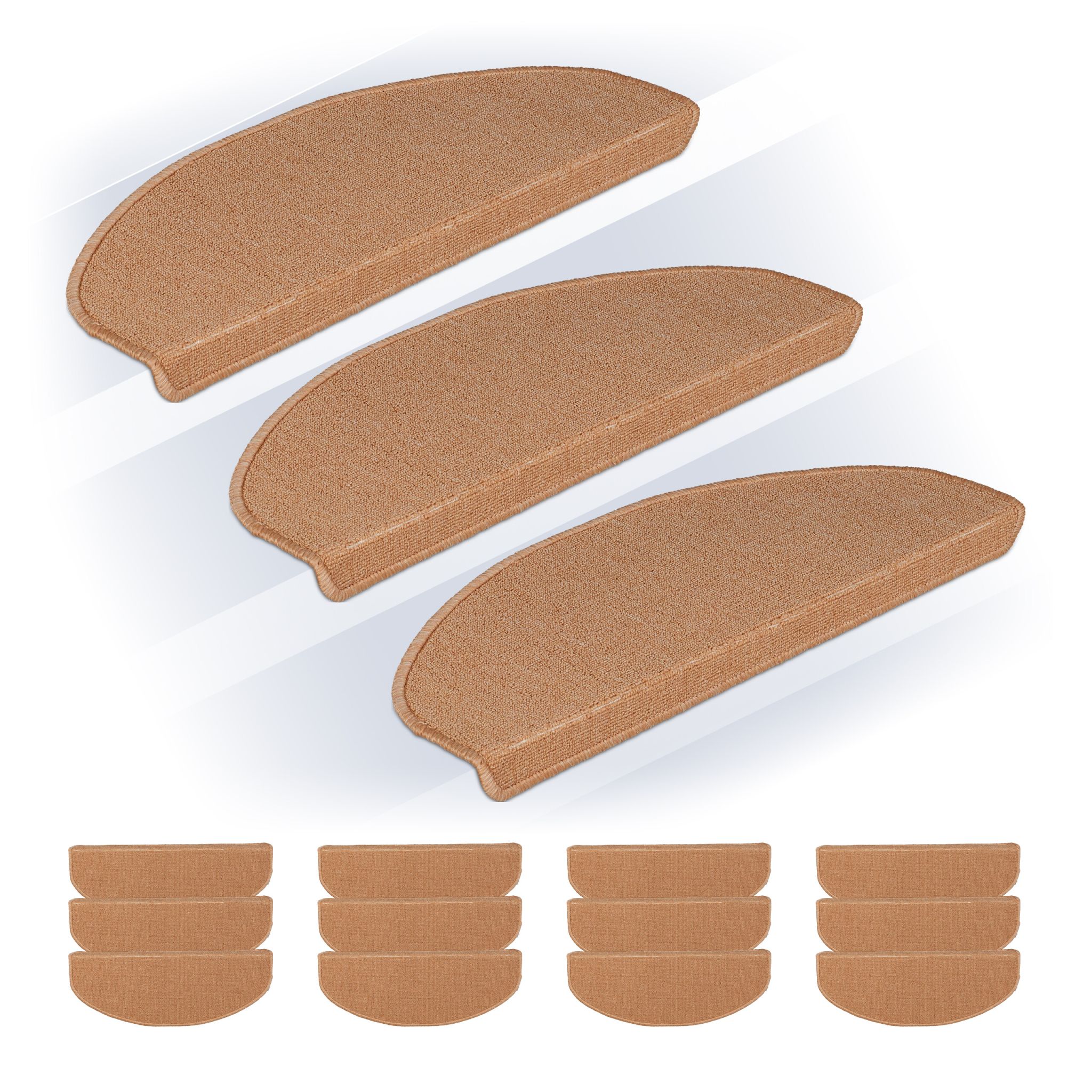Abgerundete Stufenmatten 15er-Set Beige