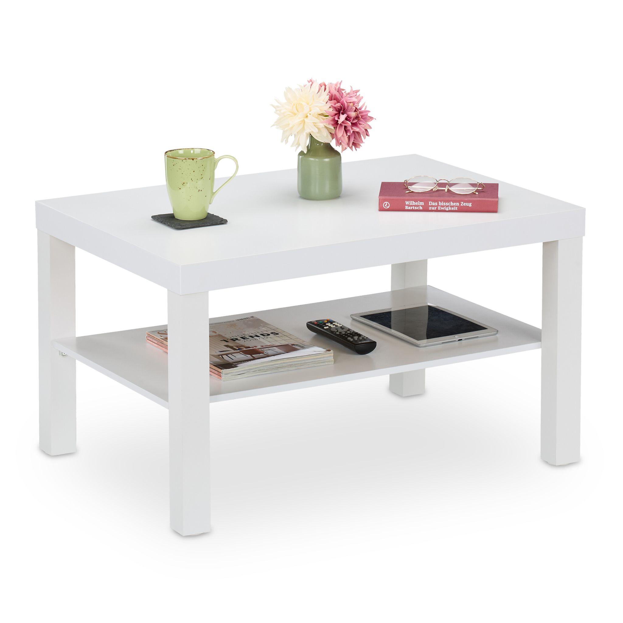 Couchtisch 2 Ablagen weiss Weiss