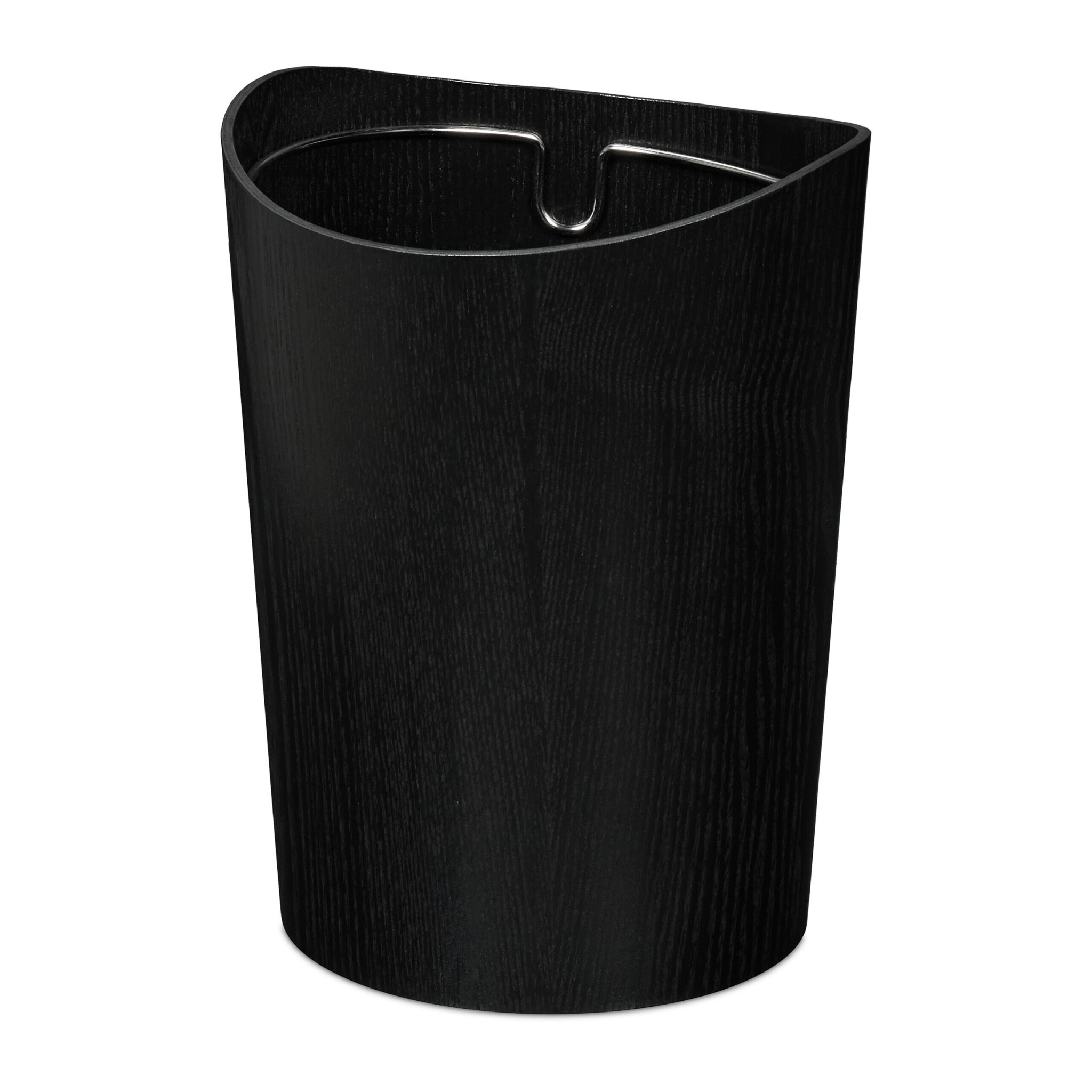 Papierkorb in Holzoptik 9L Schwarz-Silber