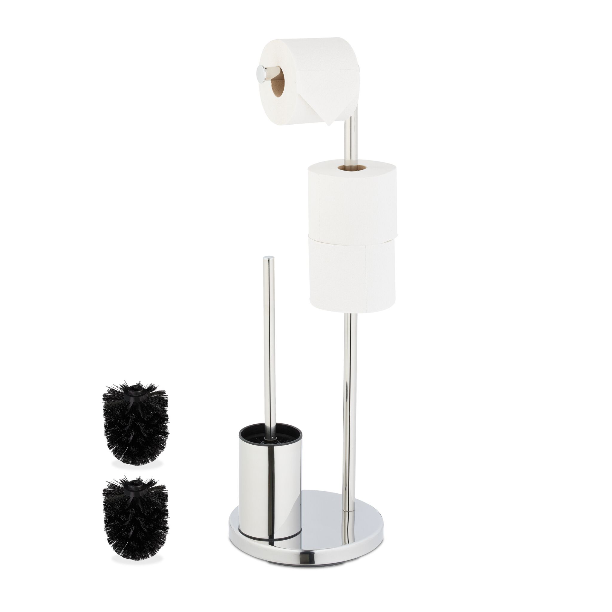 WC Garnitur mit Toilettenpapierhalter Schwarz-Silber