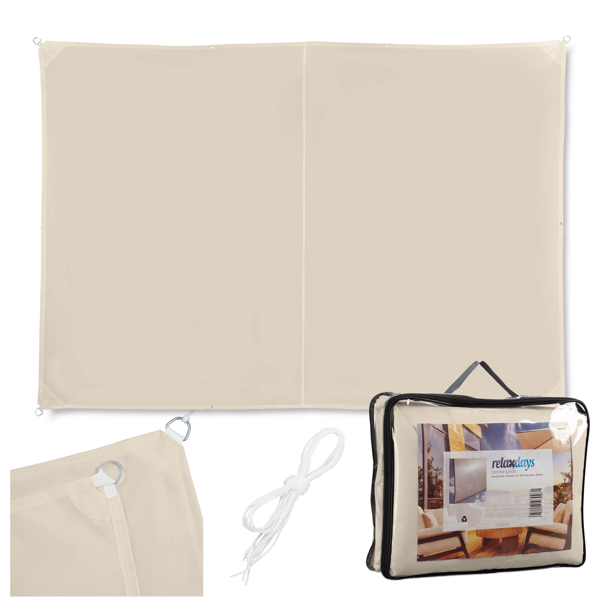 Rechteckiges Sonnensegel beige Beige