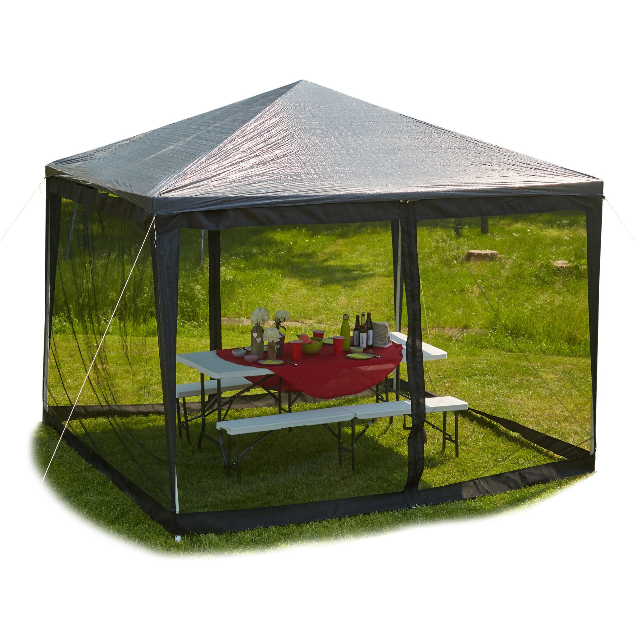 Moskitonetz für 3x3 Pavillon Schwarz