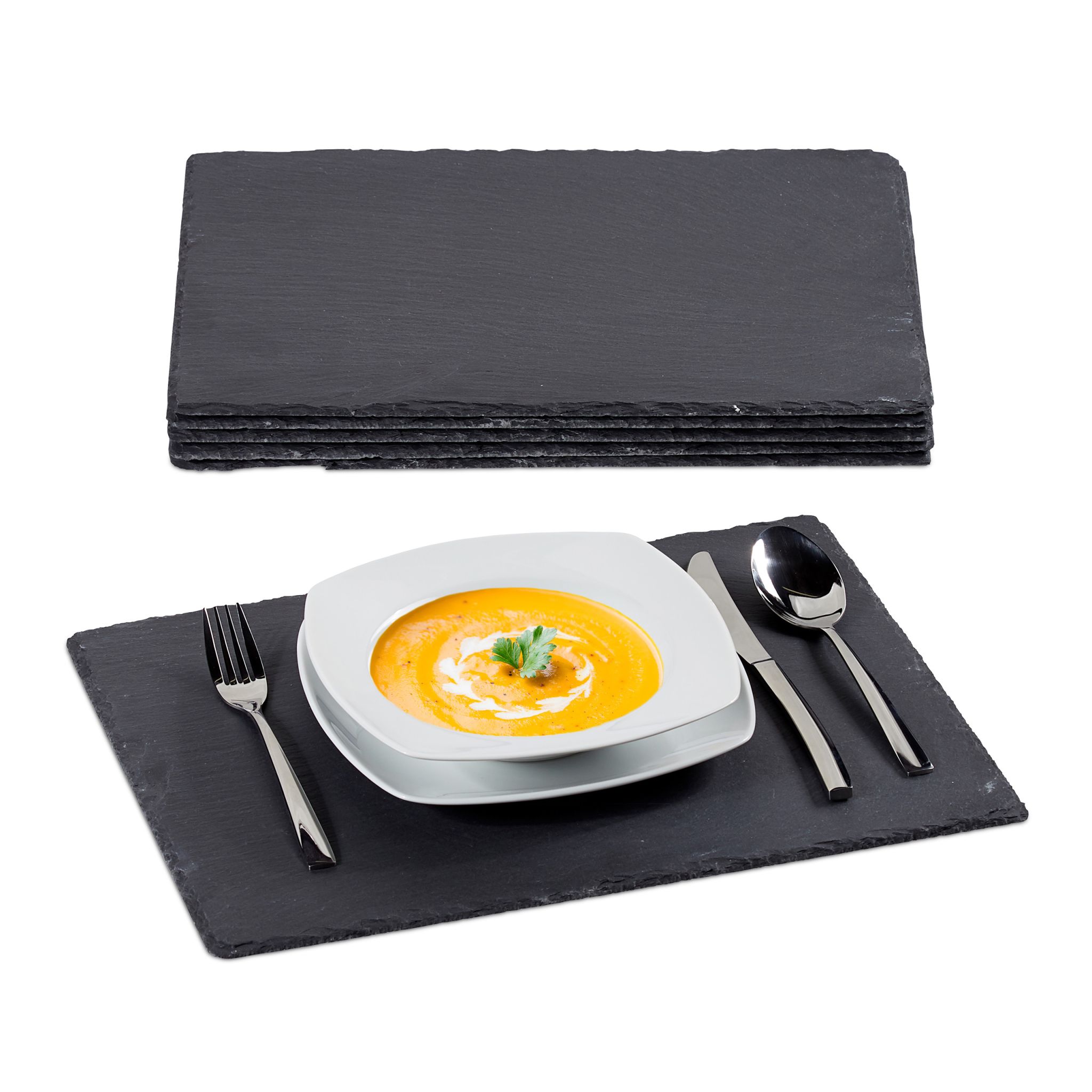 Schieferplatte 30x40cm 6er-Set Anthrazit