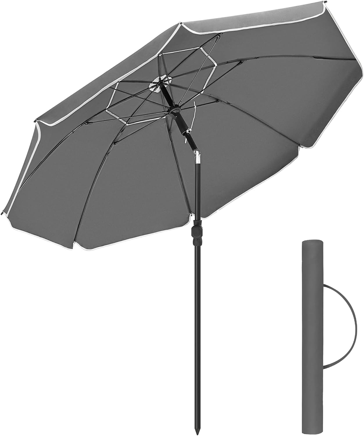 Sonnenschirm 160cm UPF50+ neigbar grau Polyester