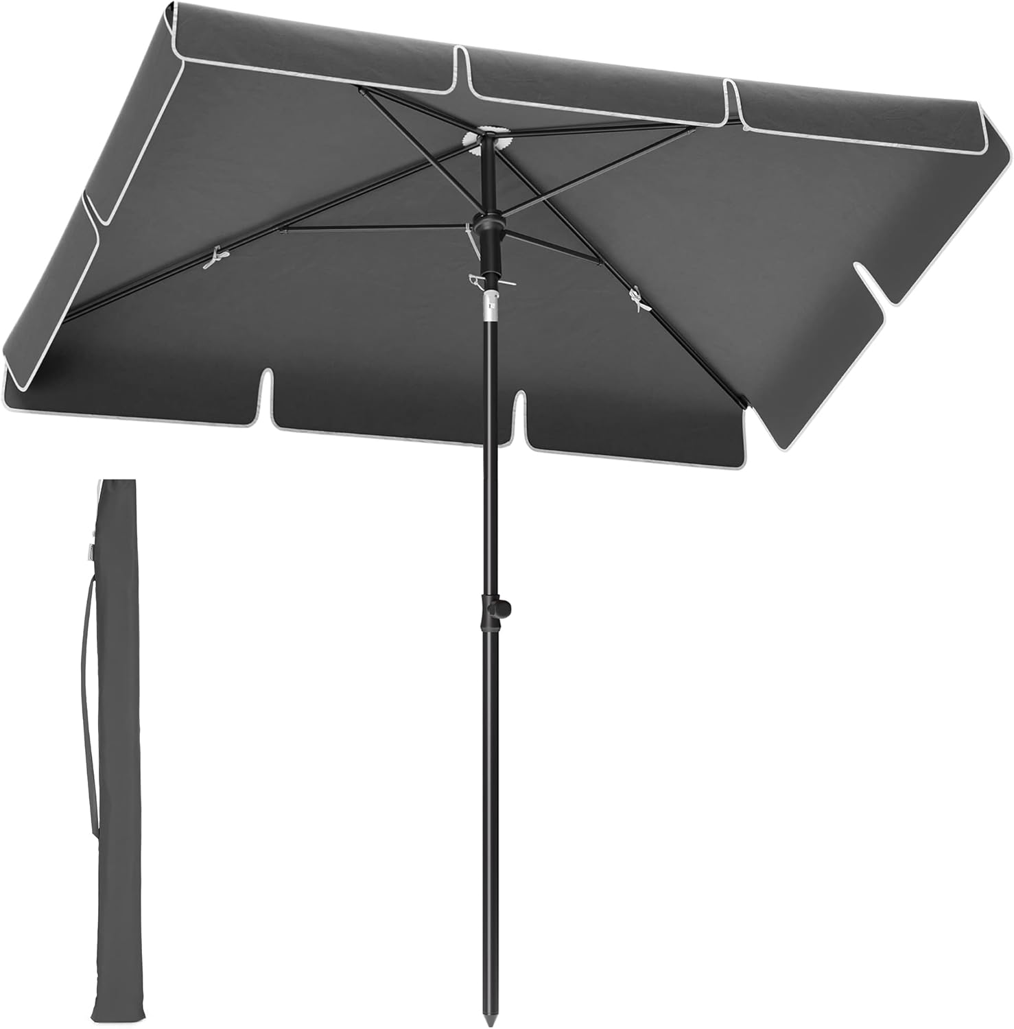 Balkonschirm knickbar UPF50+ grau 200 x 125 cm