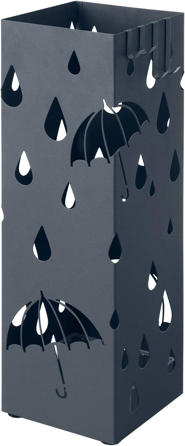 Regenschirmständer Metall quadratisch mit Haken Muster Regenschirme Anthrazit